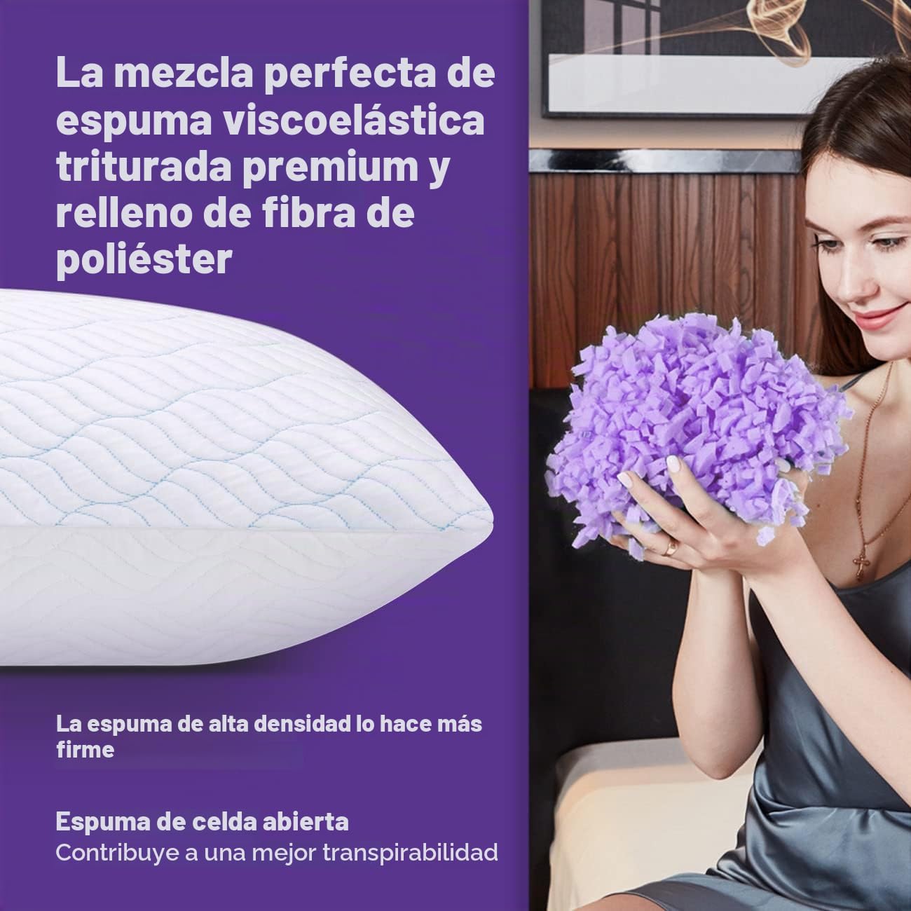 WISHSMILE Juego de 4 almohadas refrescantes de tamaño King, almohad...