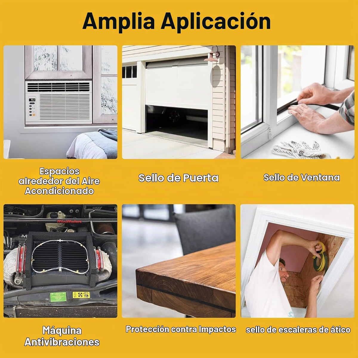 Cinta de espuma de alta densidad para sello de ventana de aire acon...