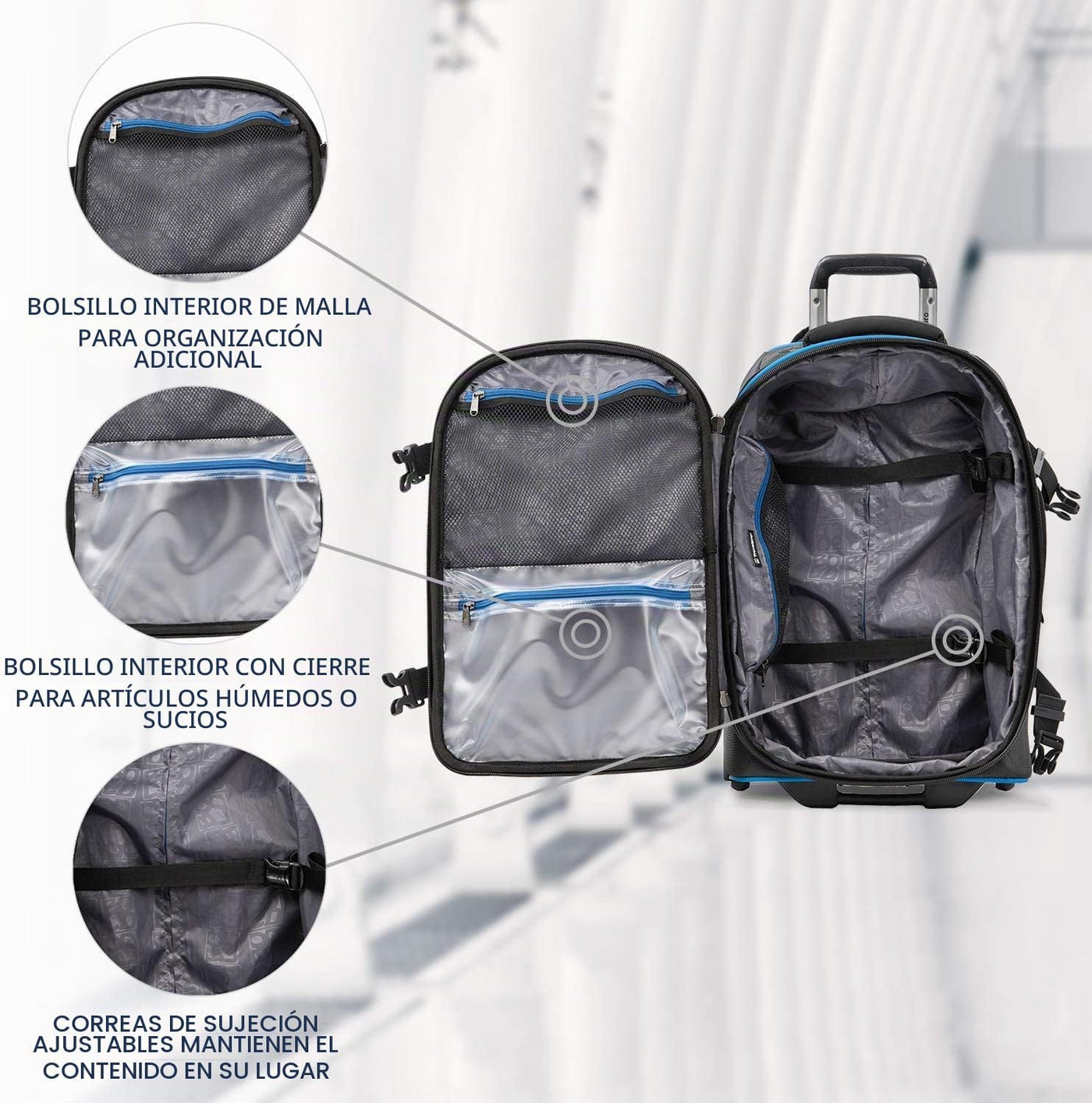 Travelpro Luggage Bold - Rollaboard expandible de 22", Azul\/Ne...