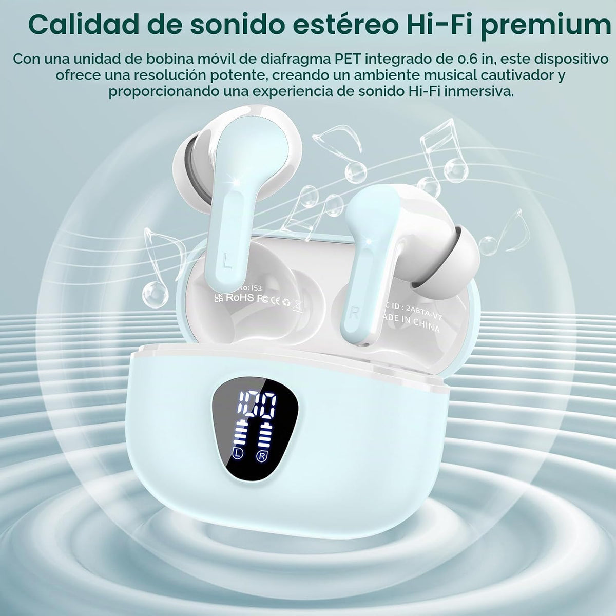 Auriculares inalámbricos, Bluetooth 5.4 Auriculares estéreo de alta...