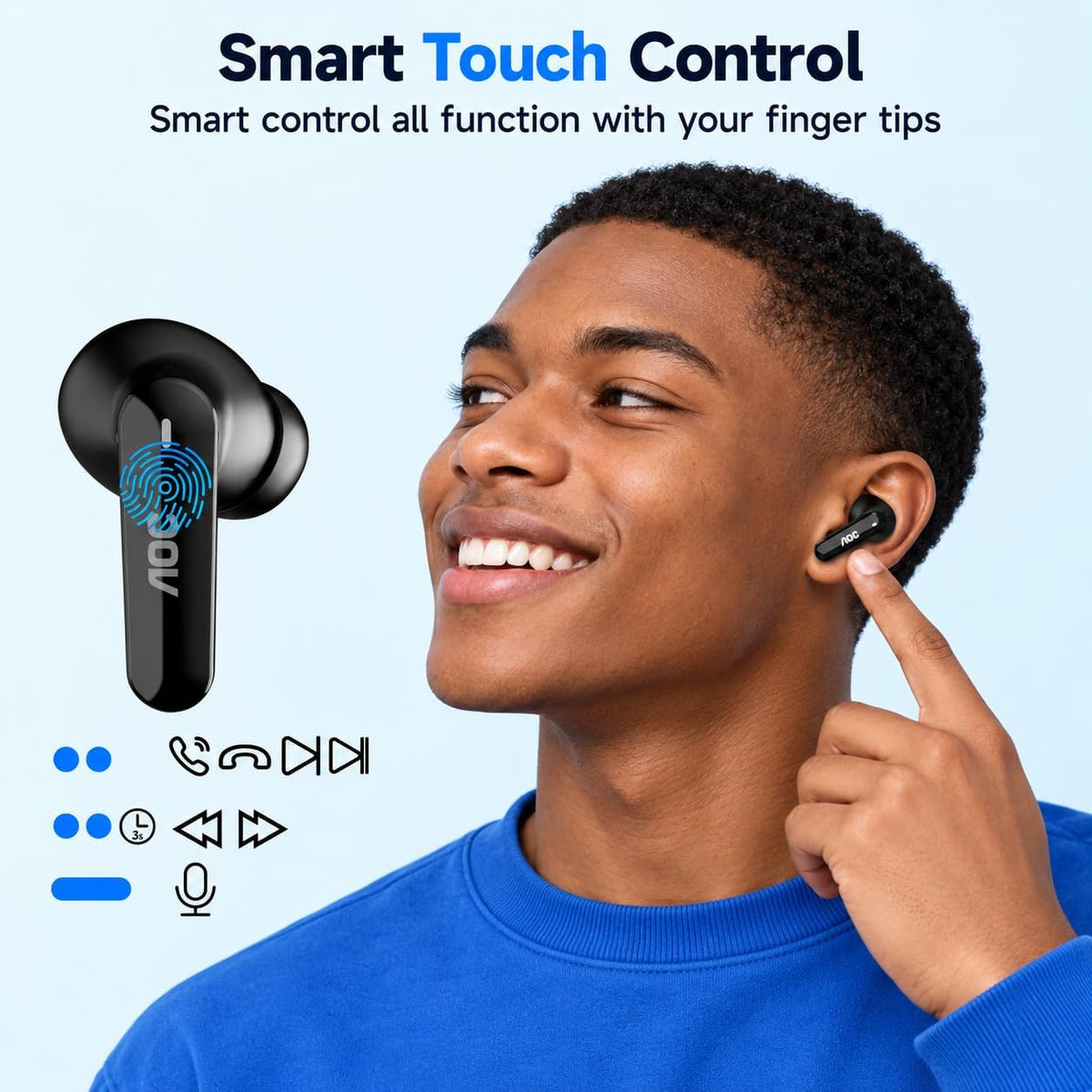 AOC Auriculares inalámbricos, auriculares Bluetooth con cancelación...
