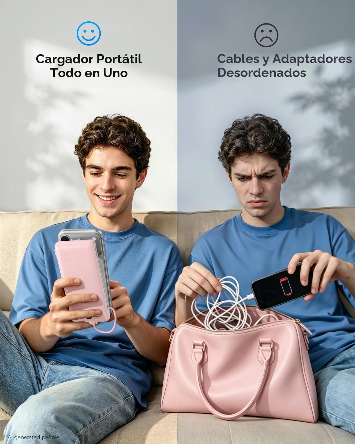 VEGER Cargador portátil para iPhone, Power Bank con cables integrad...