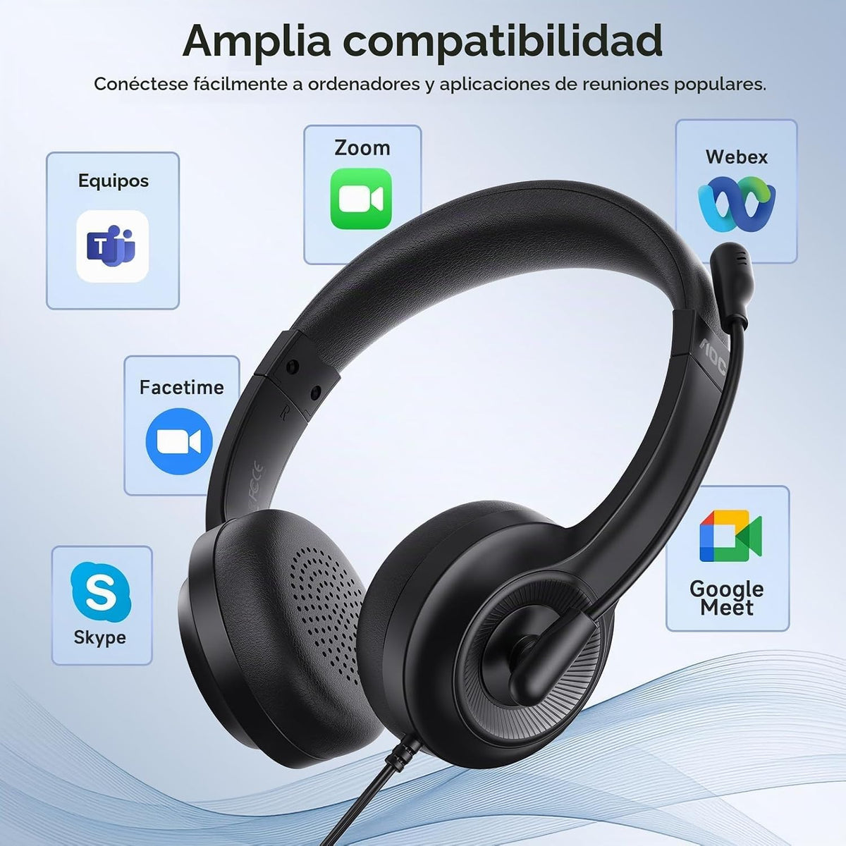 AOC Auriculares USB con micrófono para PC, auriculares con cable en...