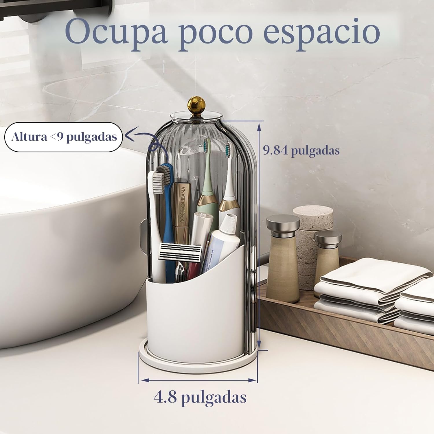 Zufudo Soporte para cepillos de dientes a prueba de polvo con tapa,...