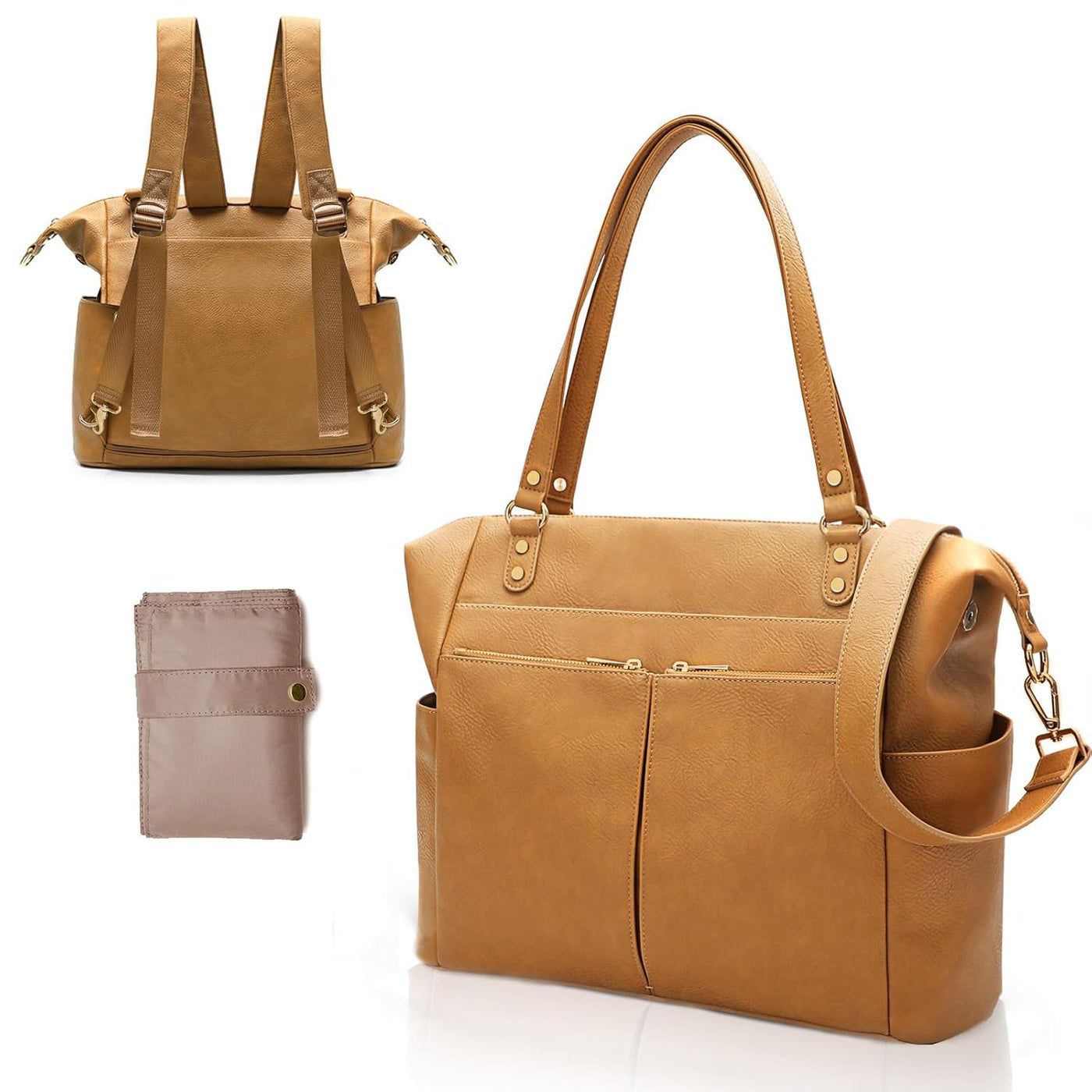 MOMINSIDE Bolsa de pañales Tote Convertible Bolsa de pañales Mochil...