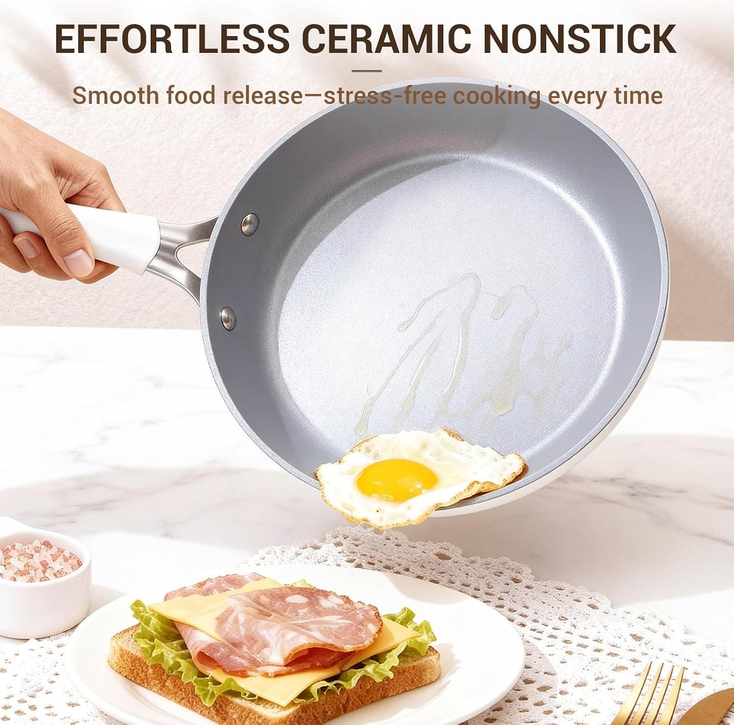 Ammeloo Juego de utensilios de cocina de cerámica acanalada de 15 p...