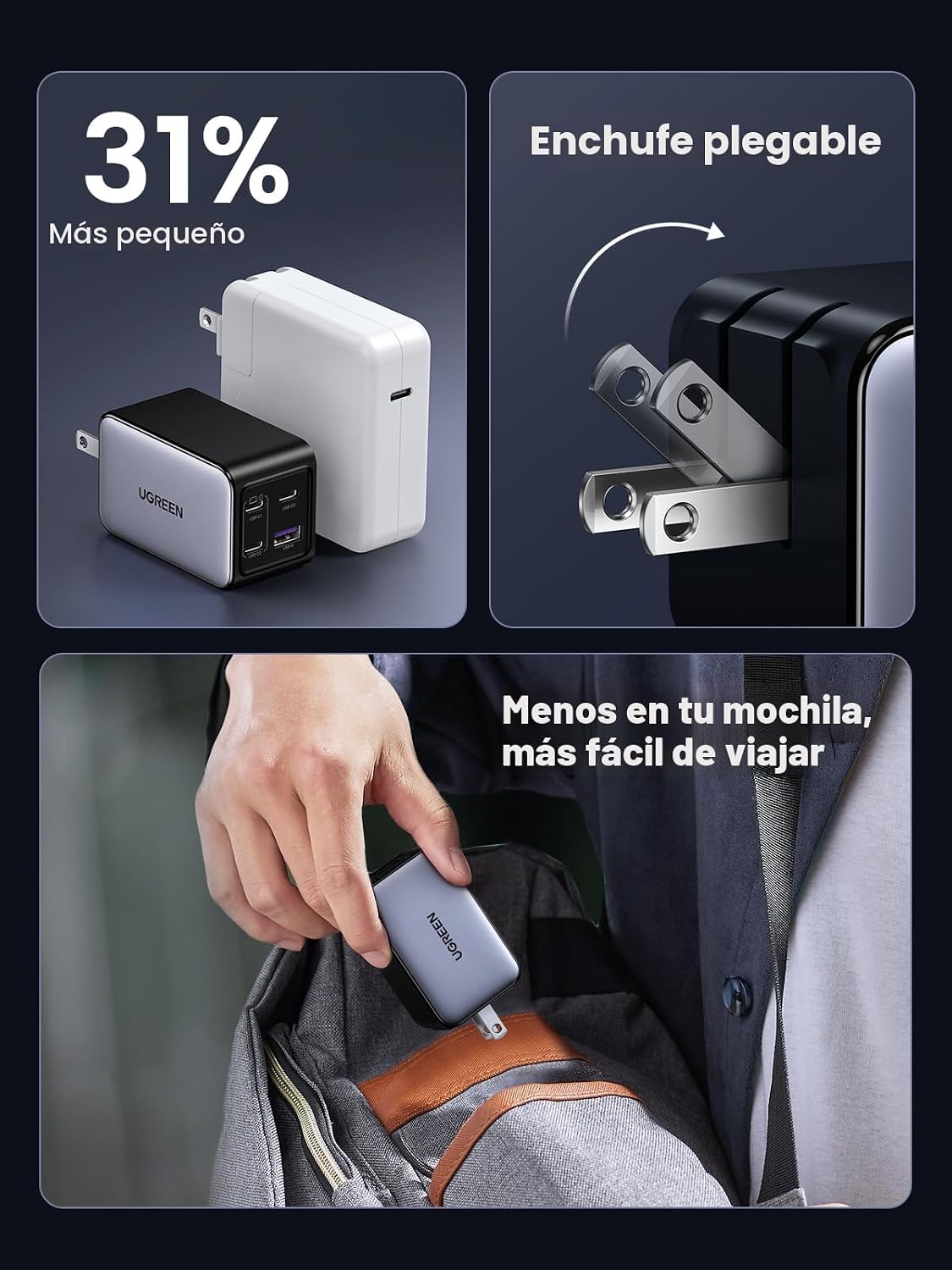 UGREEN Nexode Power Bank - Paquete de 20000 mAh con bloque de carga...