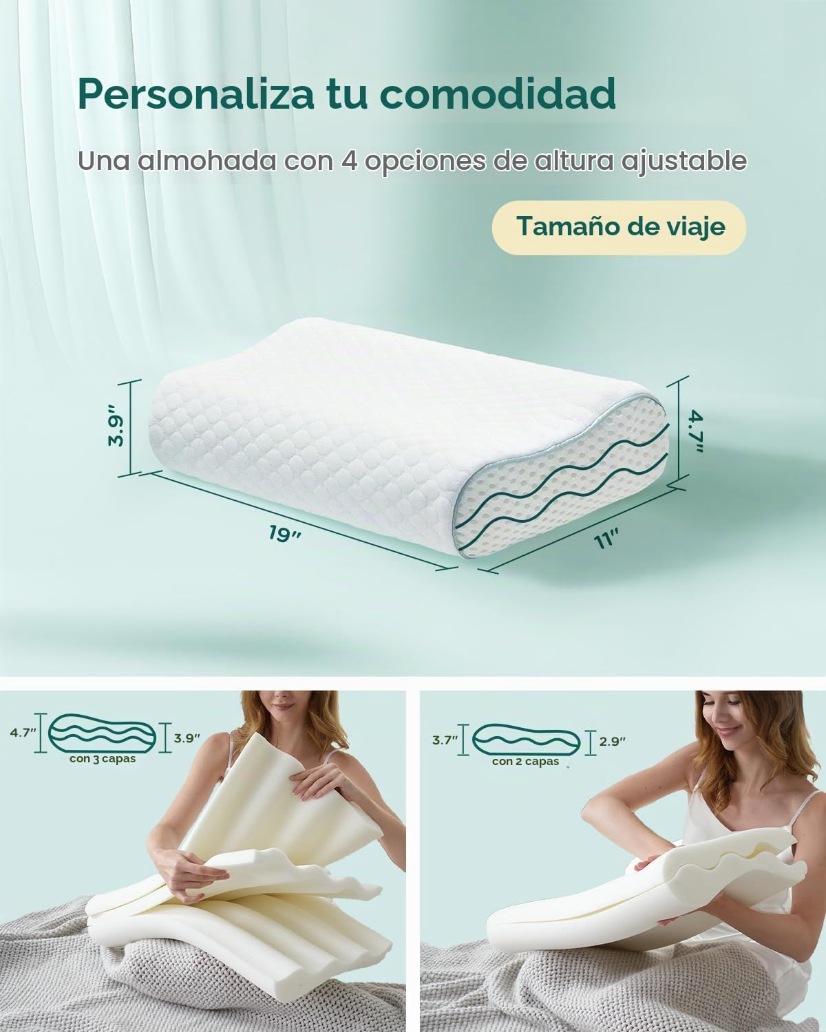 Releep Almohada cervical de espuma viscoelástica para aliviar el do...