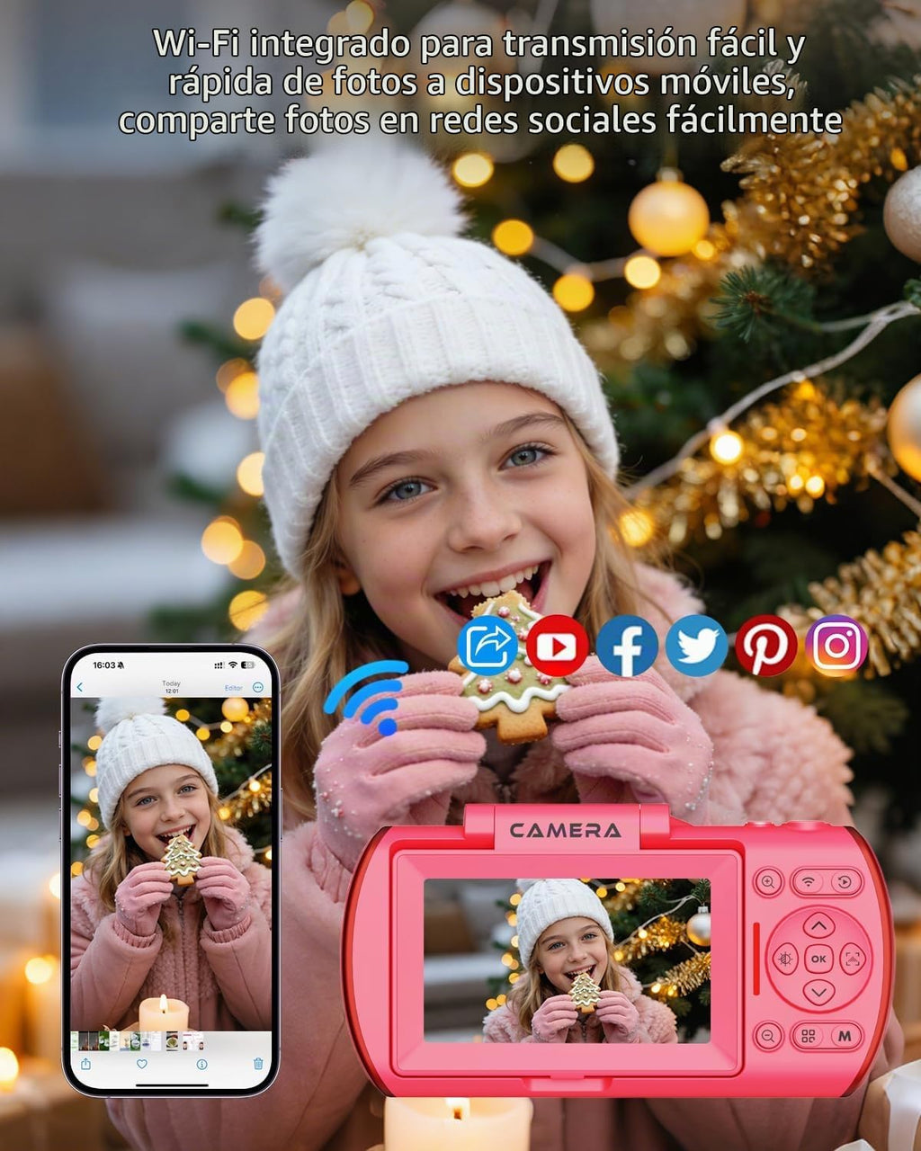 Cámara digital 4K para fotografía, cámara de vlogging WiFi de 64MP...