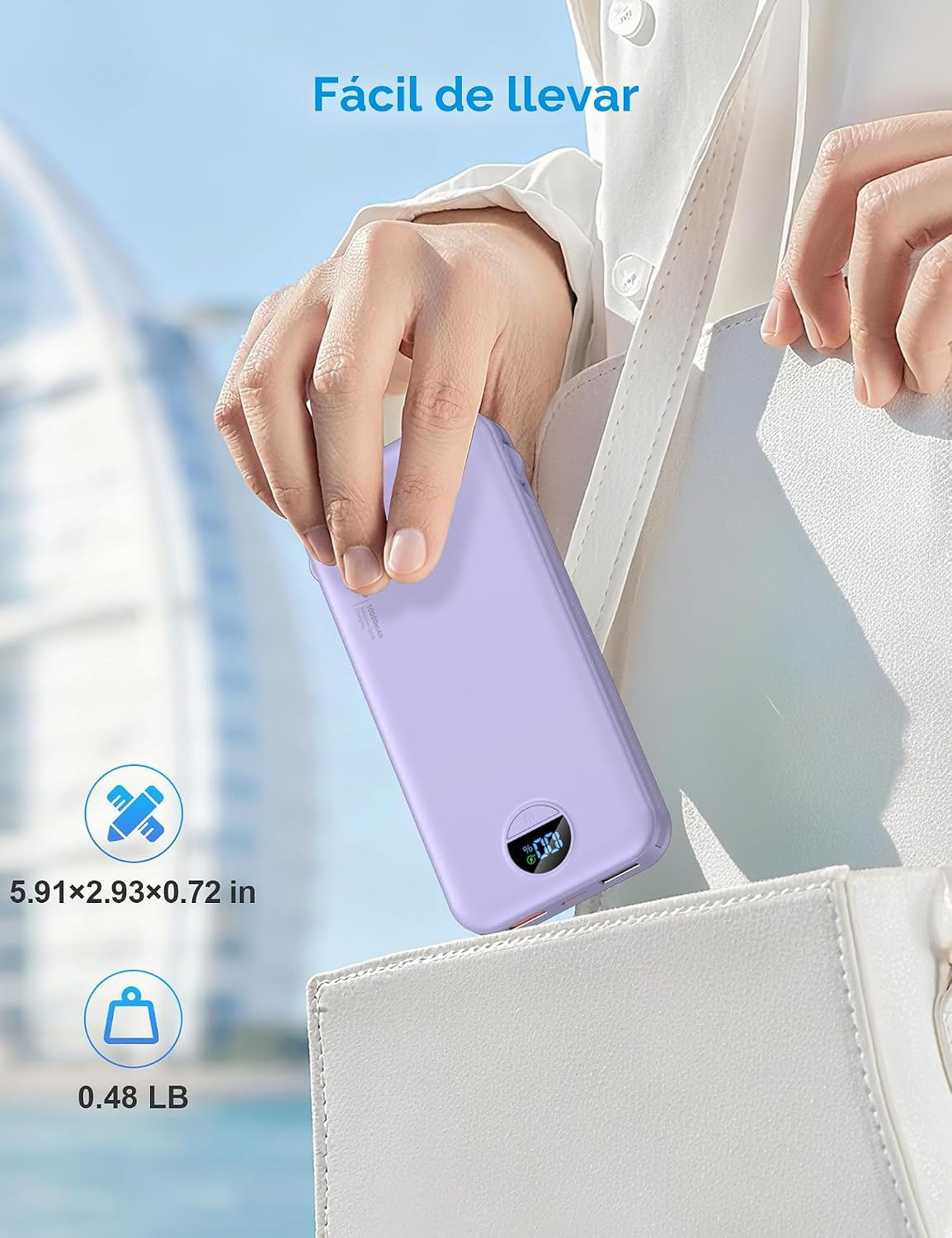 Cargador portátil Ffnpua Power Bank 10000mAh PD20W con cables incor...