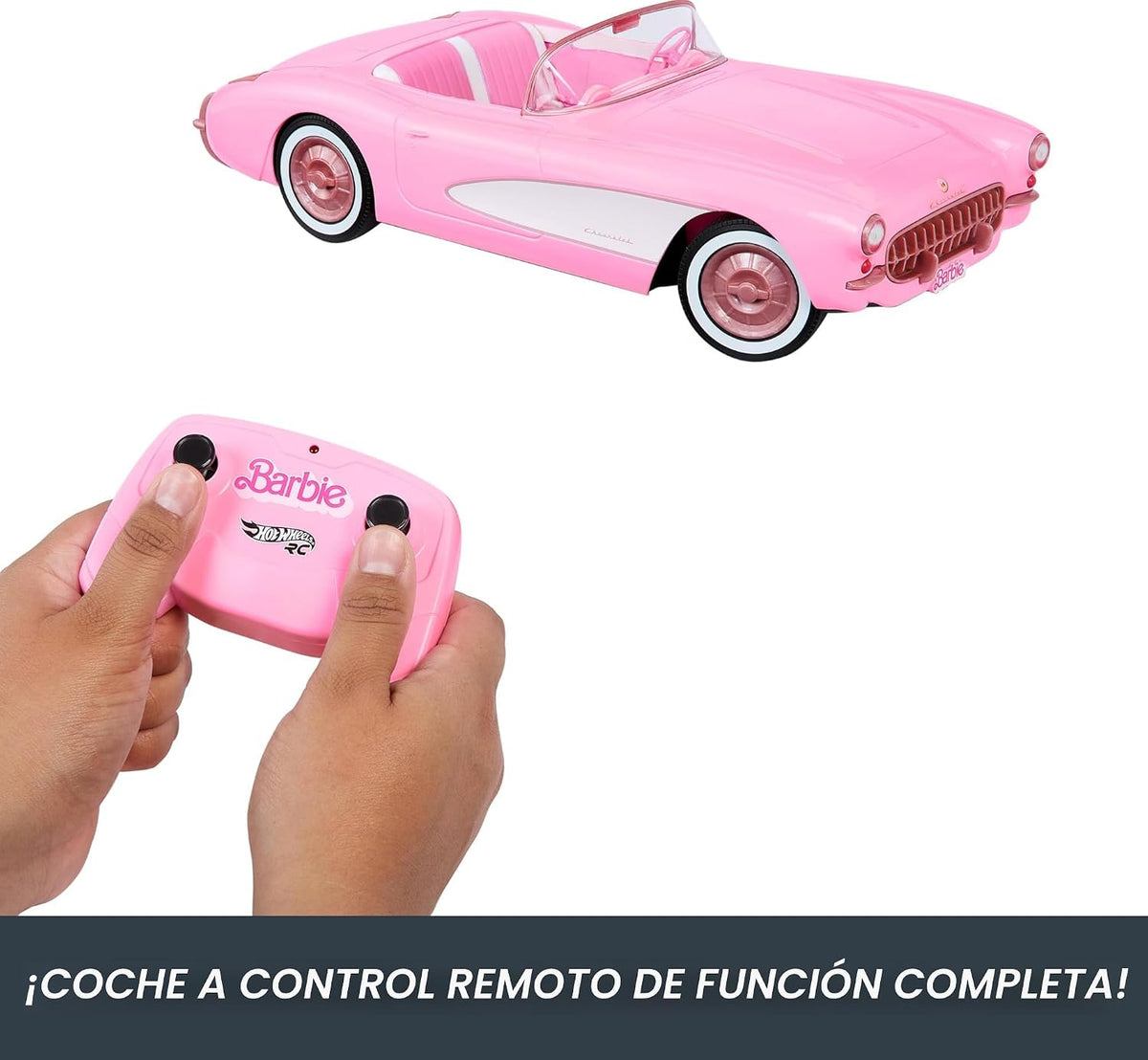 Hot Wheels Barbie RC Corvette de la película, coche de juguete con...