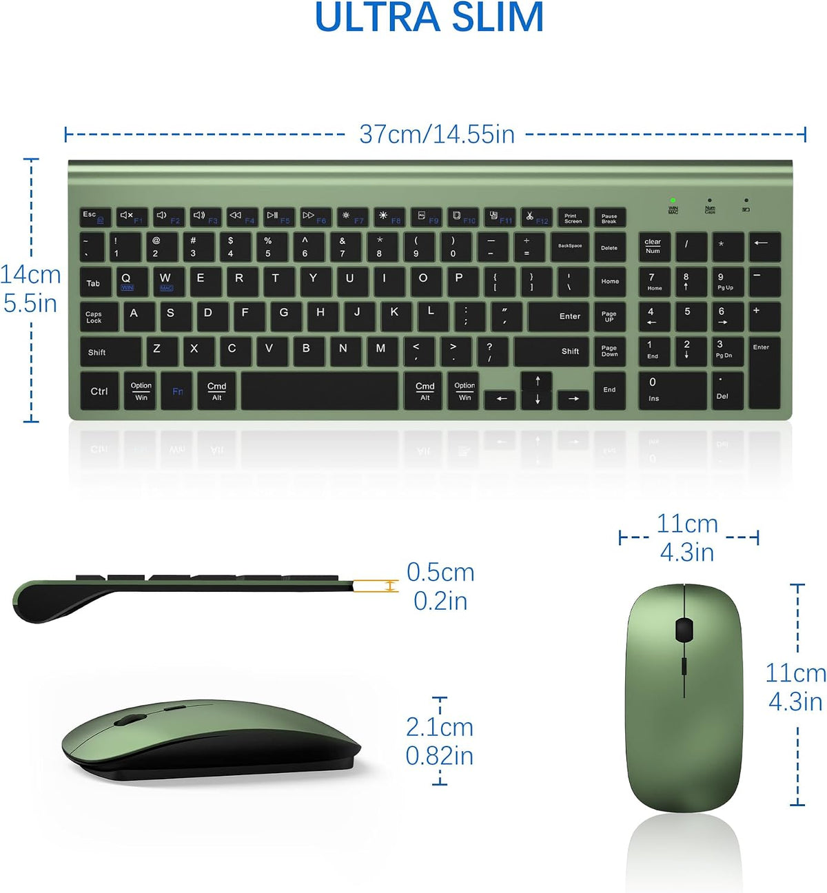 Combo de teclado y ratón inalámbricos ultra delgado con sistema dua...