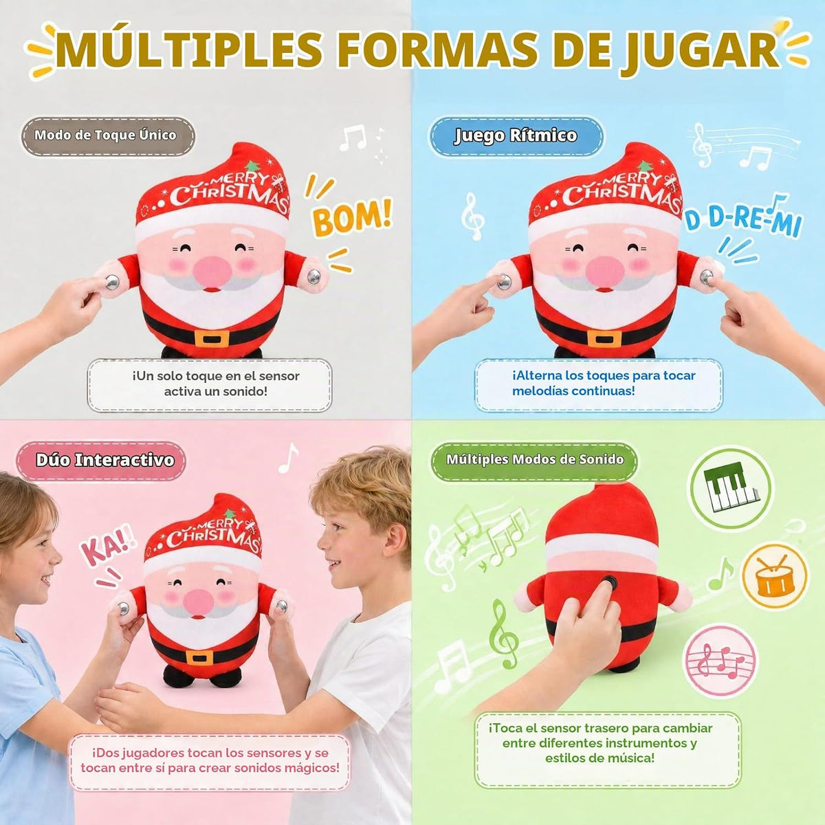 DoddyFun Juguetes sensoriales musicales, juego interactivo de peluc...