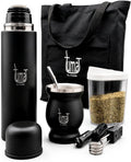 Kit completo de yerba mate, incluye taza mate, popote (Bombilla), termo de 25.4 fl oz, bolsa y dos regalos (contenedor de yerbero y calentador de inmersión para automóvil)
