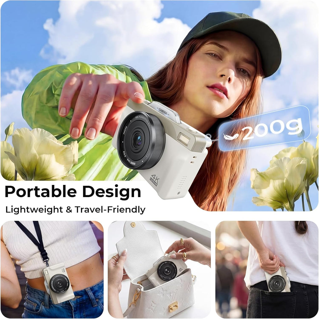 Cámara digital 4K para fotografía, 2026, cámara WiFi de enfoque aut...