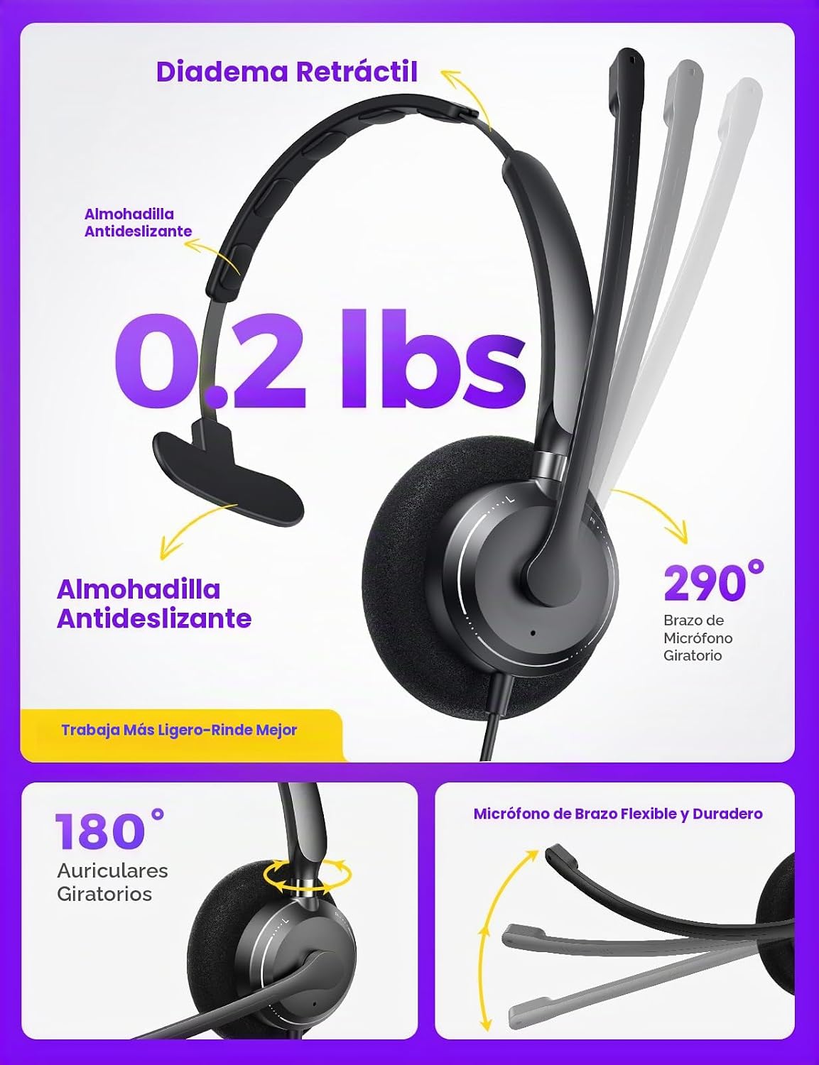 Auriculares USB con micrófono para PC, Auriculares para computadora...