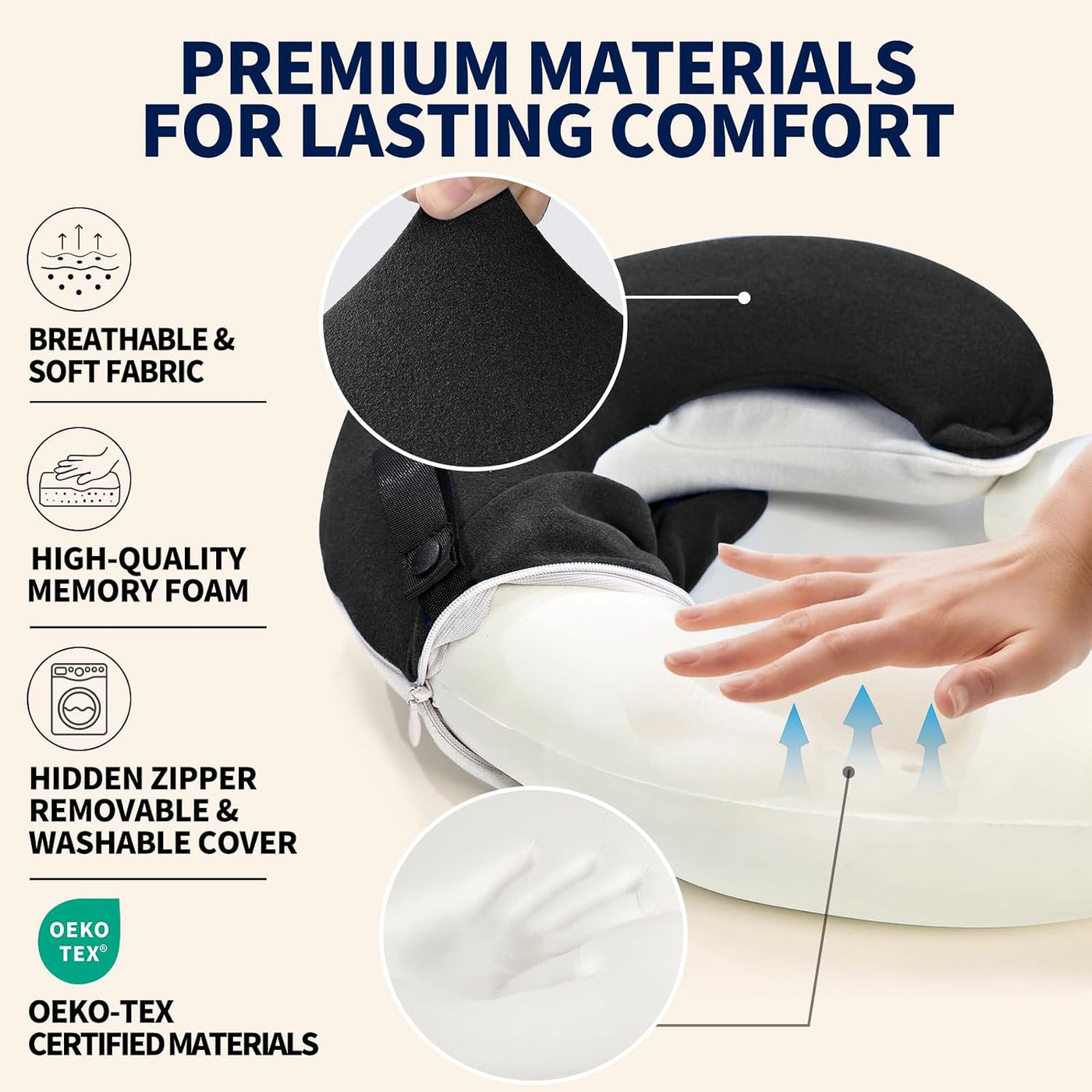 Almohadas de viaje para el cuello BUYUE para aviones, soporte de ca...