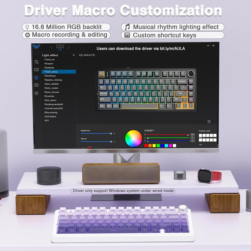 Teclado mecánico inalámbrico AULA F75 Pro, teclado personalizado in...