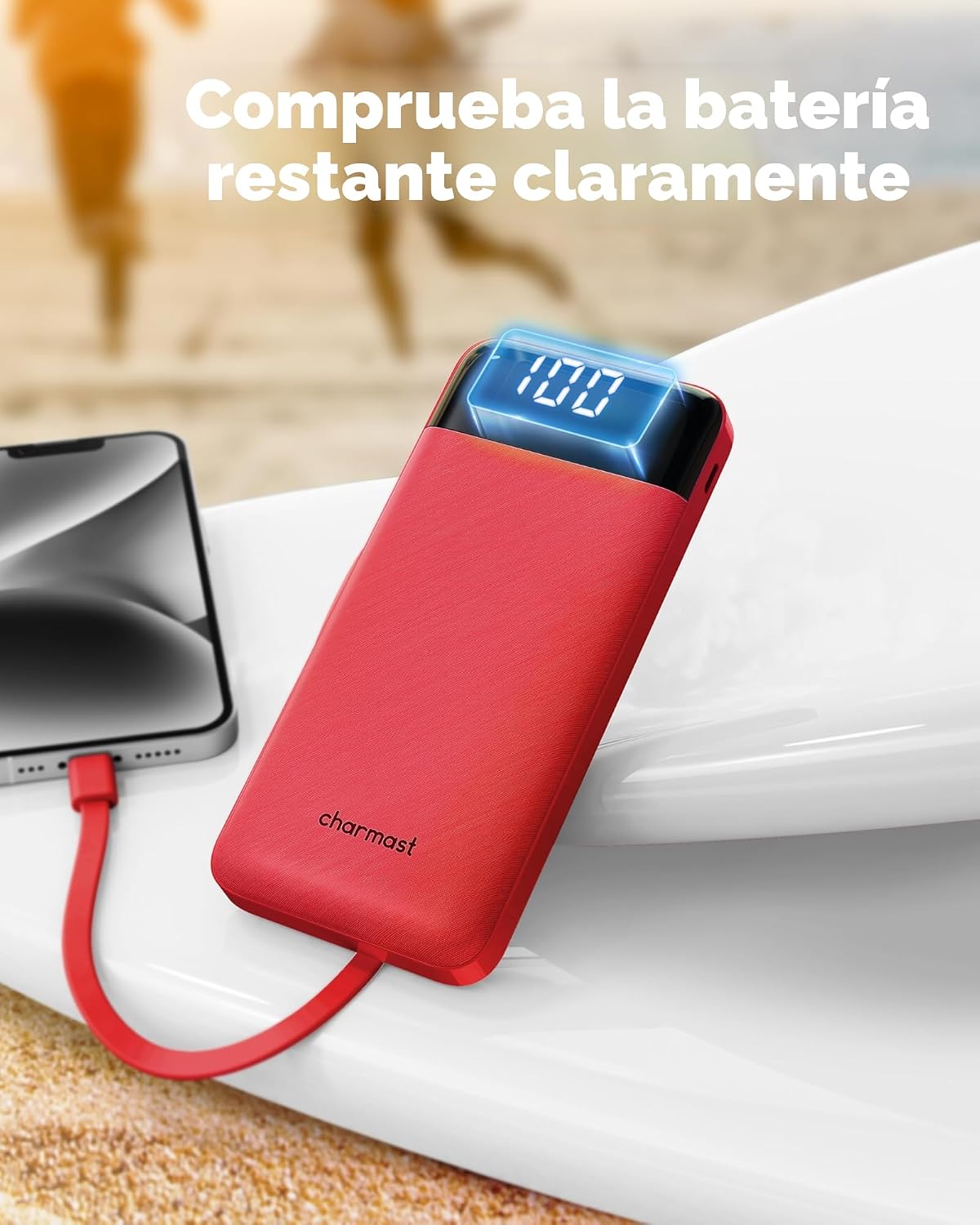 charmast Cargador portátil con cables incorporados x 4, cargador de...