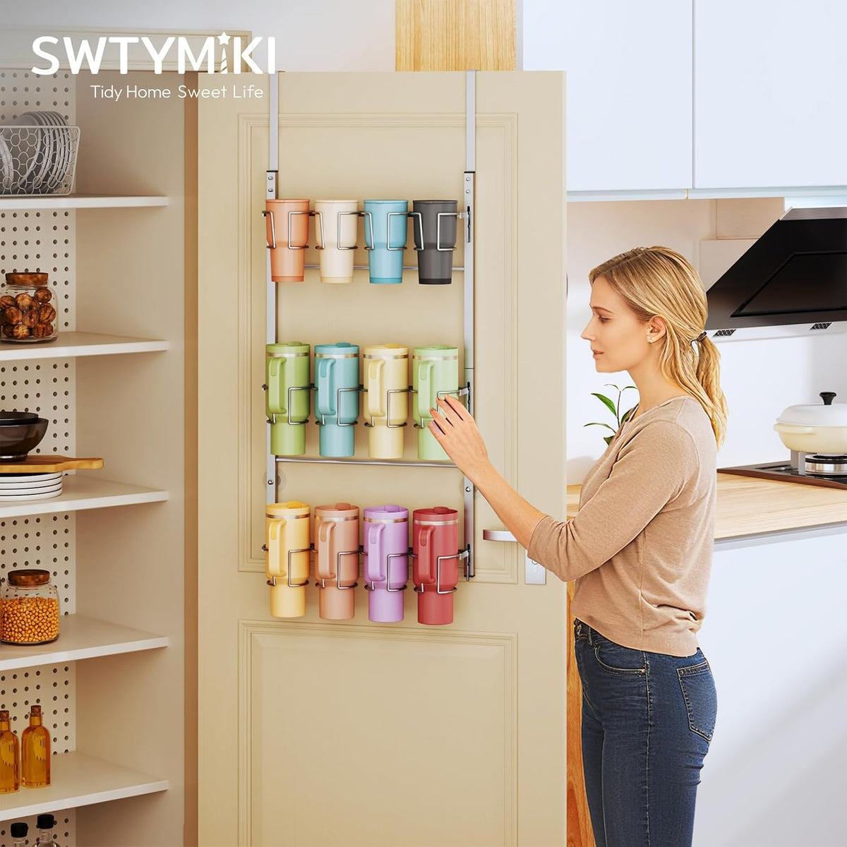 SWTYMIKI Organizador de botellas de agua de 3 niveles, soporte para...