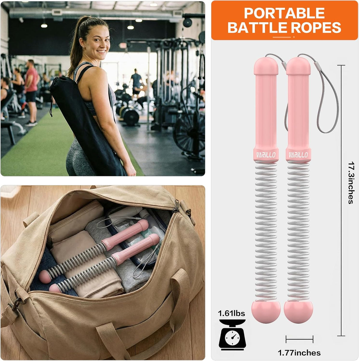 Cuerdas de batalla sin cuerda para gimnasio en casa, cuerdas de bat...