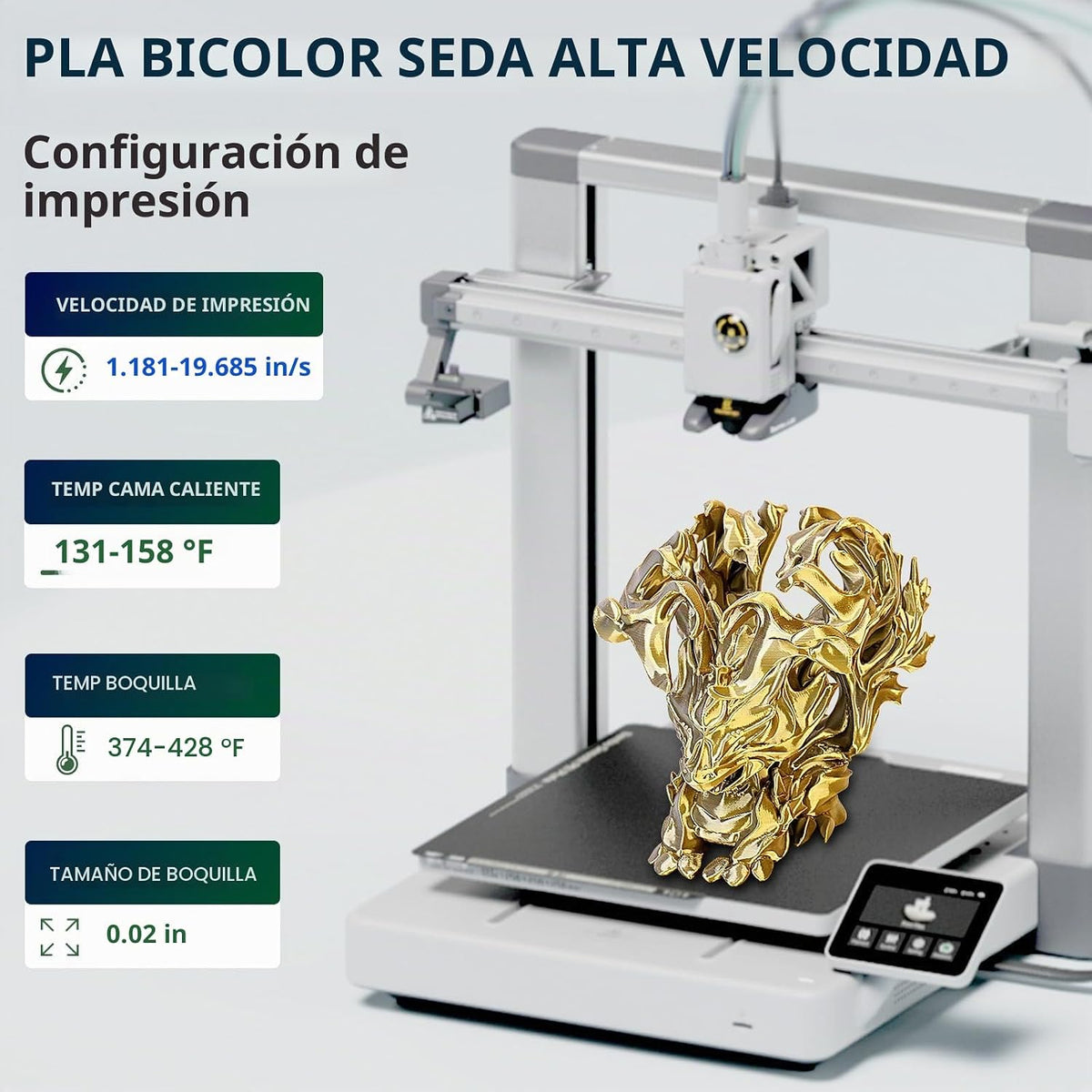 ERYONE Seda de Dos Colores PLA - Filamento para Impresora 3D 1.75mm...