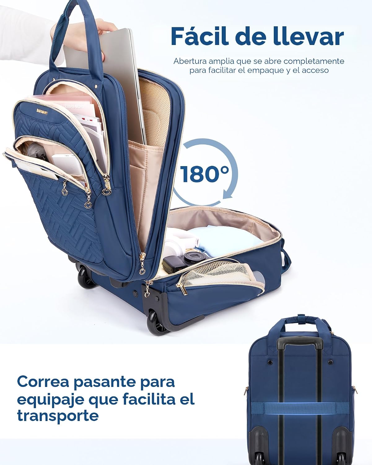 BAGSMART - Maleta de mano para debajo del asiento, maleta suave de...