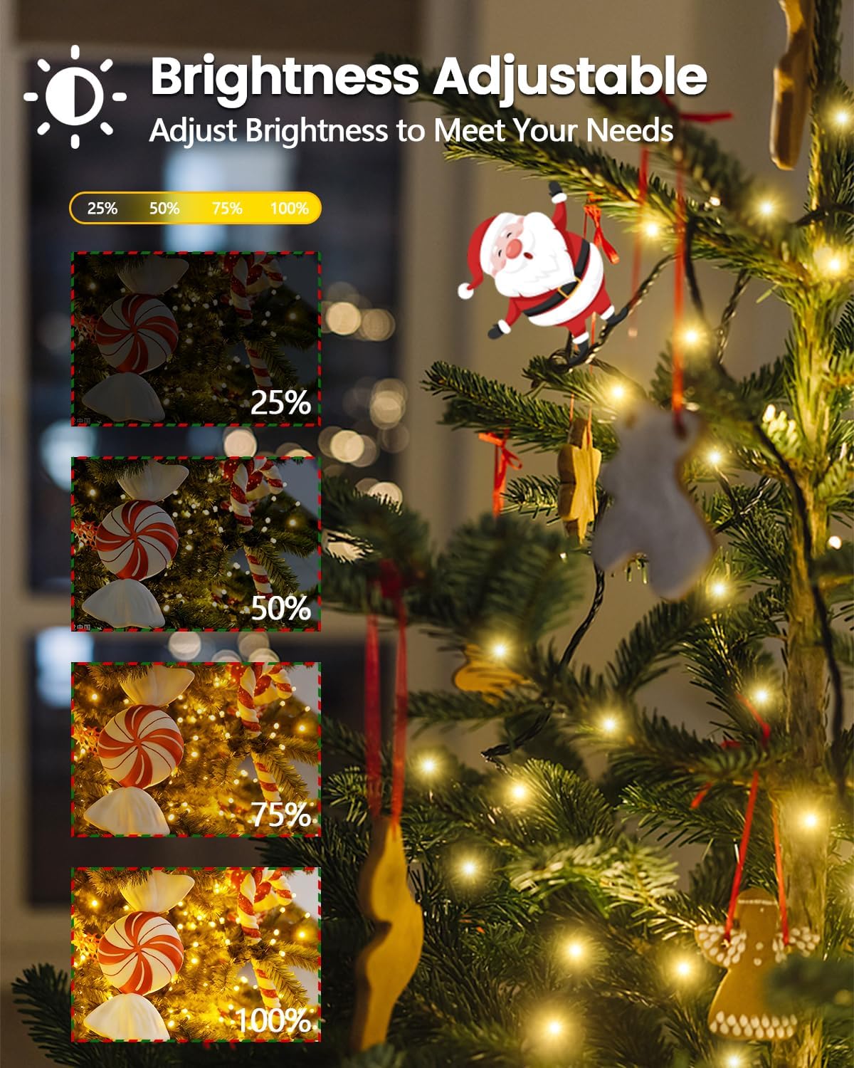 LORRYTE Luces para árbol de Navidad para interiores con control rem...