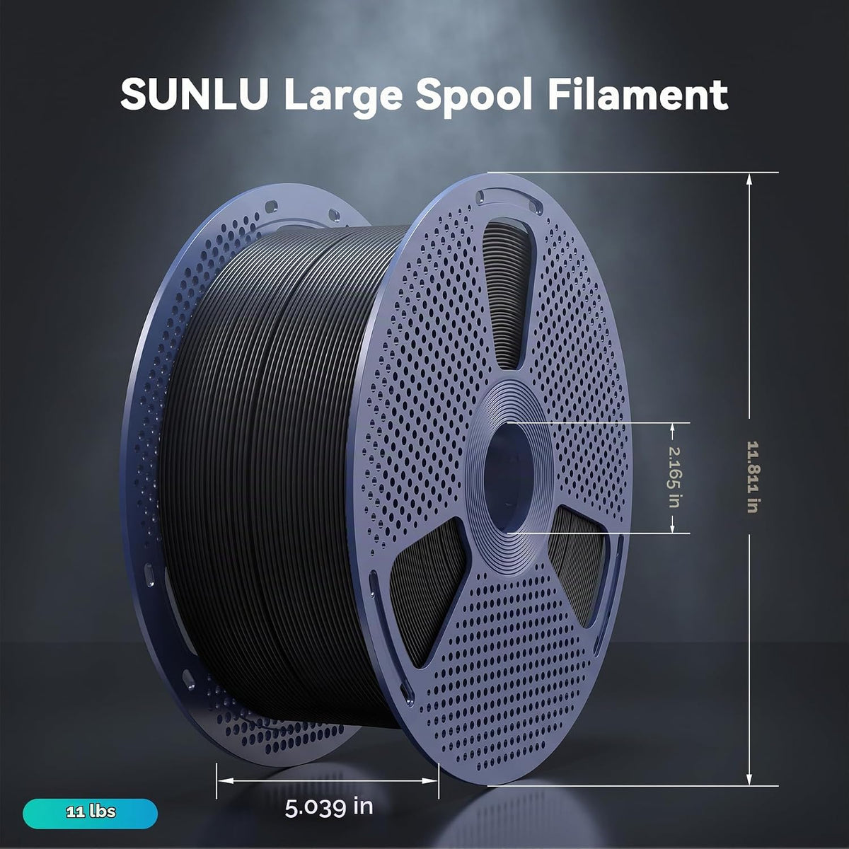 SUNLU Filamento PLA para impresora 3D, carrete grande, negro, 11 lb...