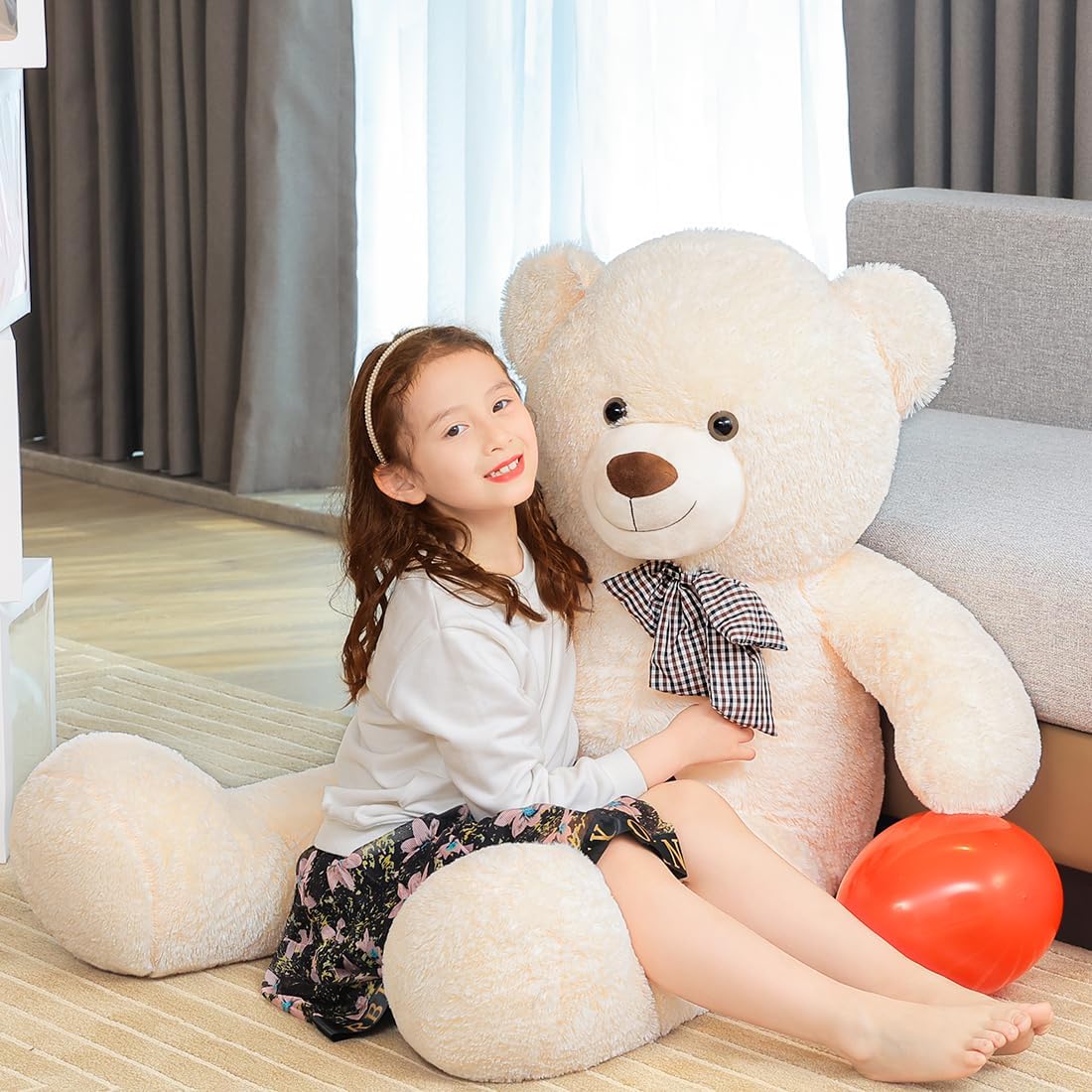 SNOWOLF Oso de peluche blanco gigante de 47" Animales de peluch...