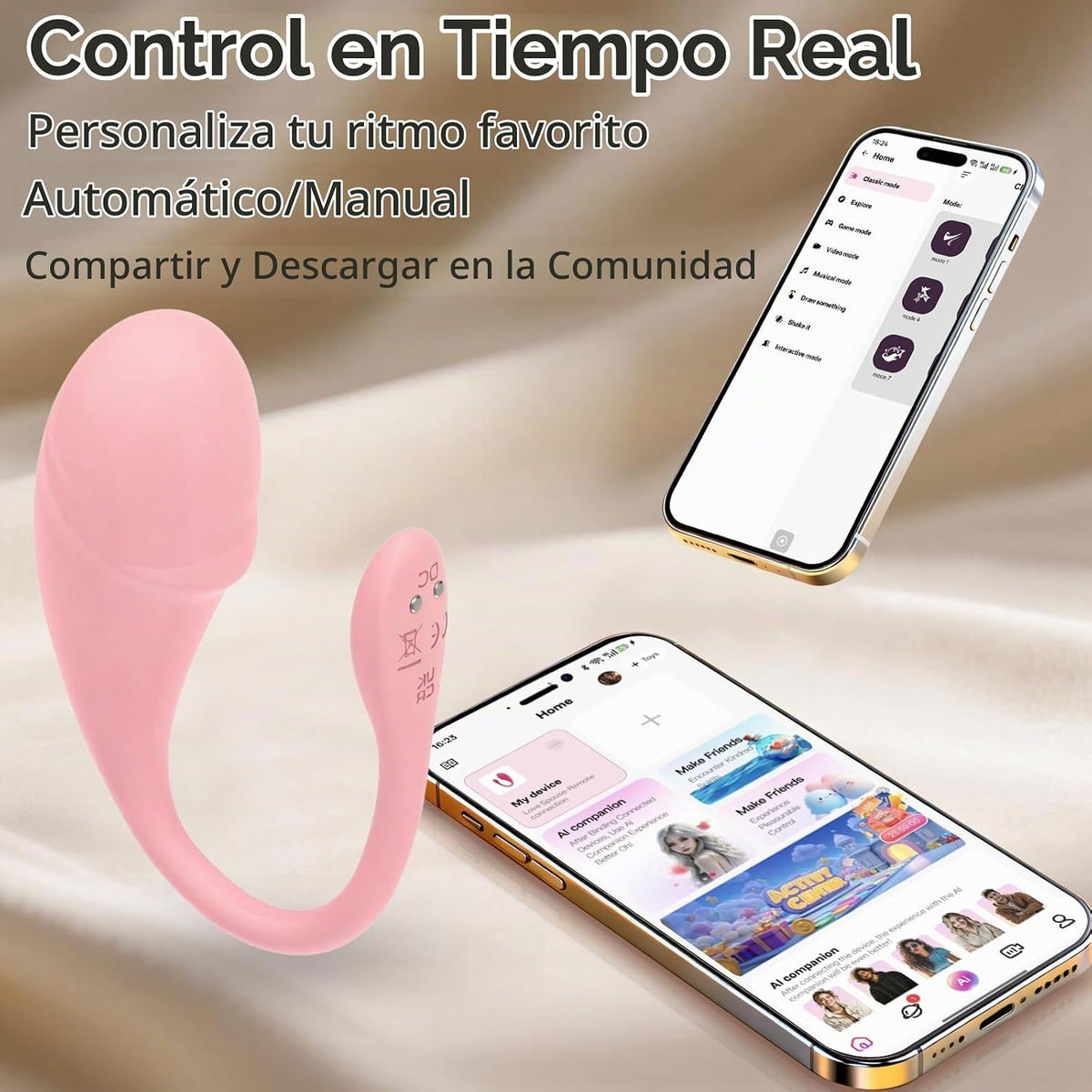 Vibrador portátil para mujer, con control remoto por aplicación, ju...