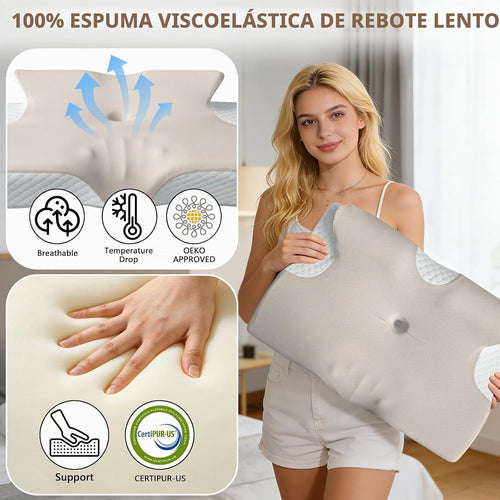 Almohada cervical para el cuello para aliviar el dolor, almohada er...