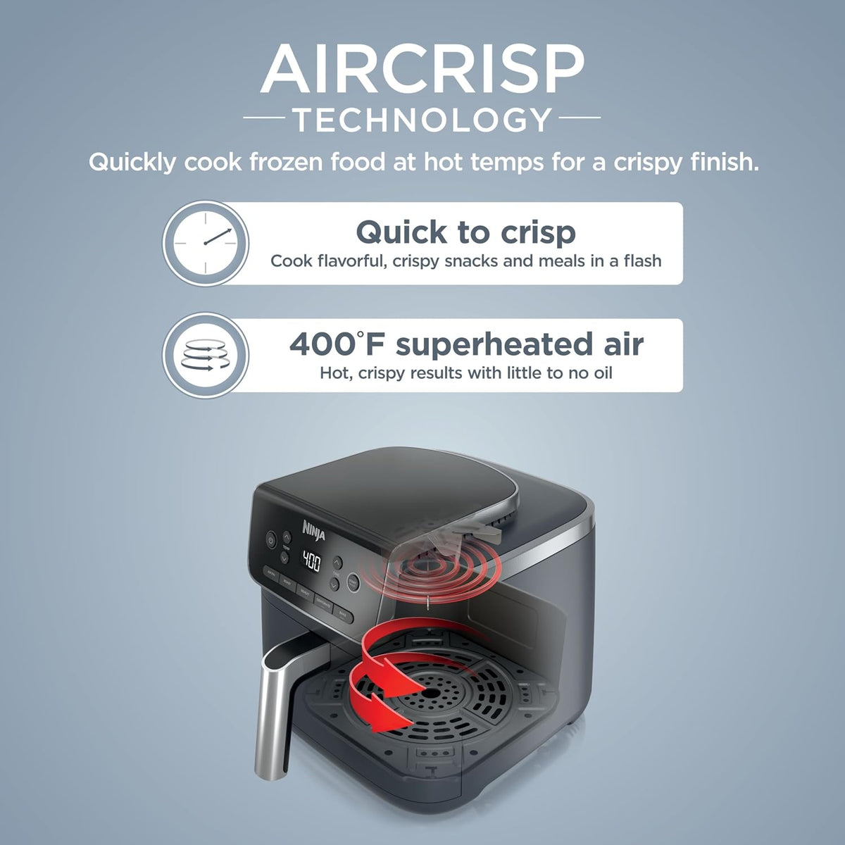 Ninja Air Fryer Pro, 5 cuartos de galón, 5 en 1, Cyberspace, AF142B...