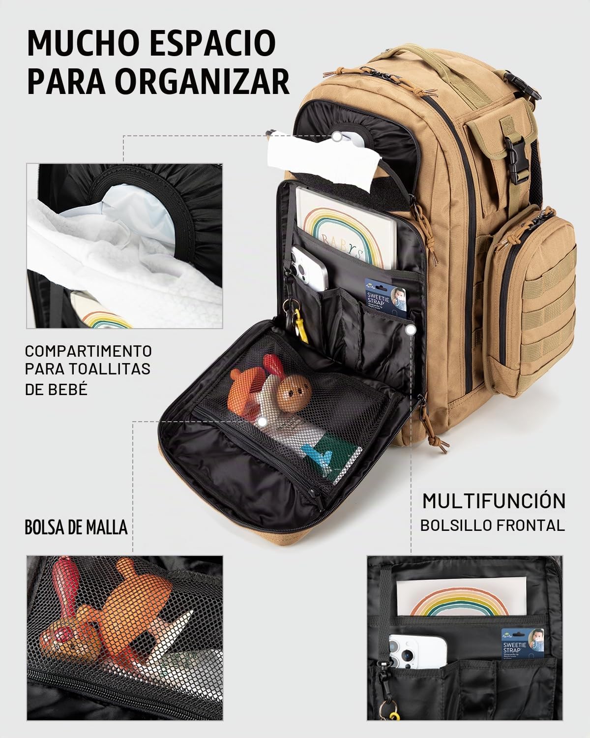 Dinictis Bolsa de pañales para papá, mochila para pañales para homb...