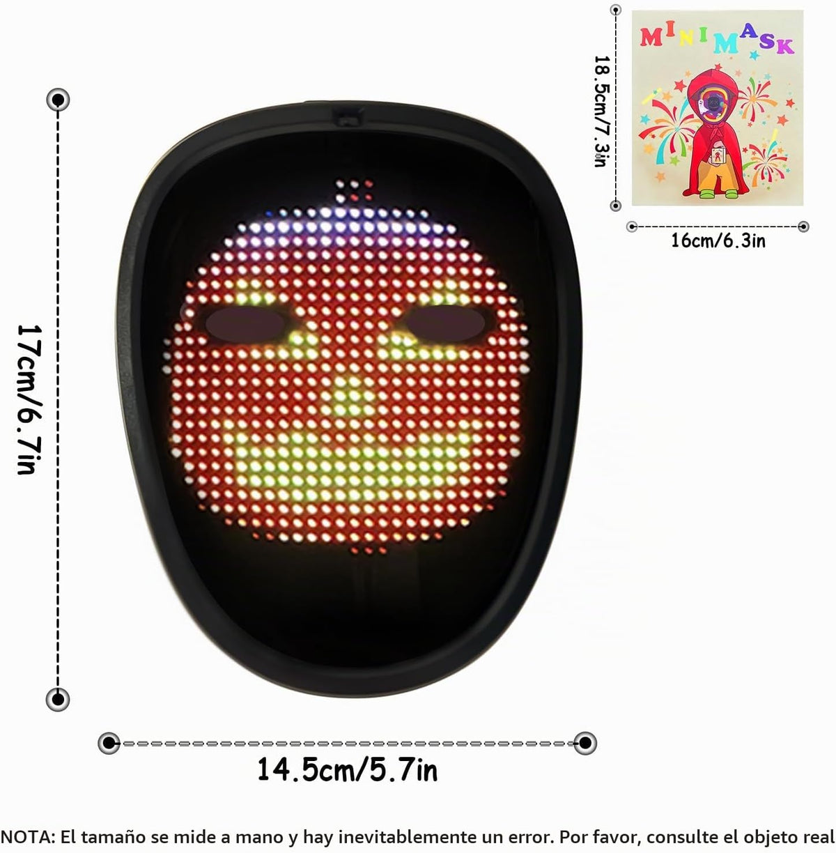 COOLGUARDER - Máscara LED con detección de gestos, máscara facial t...