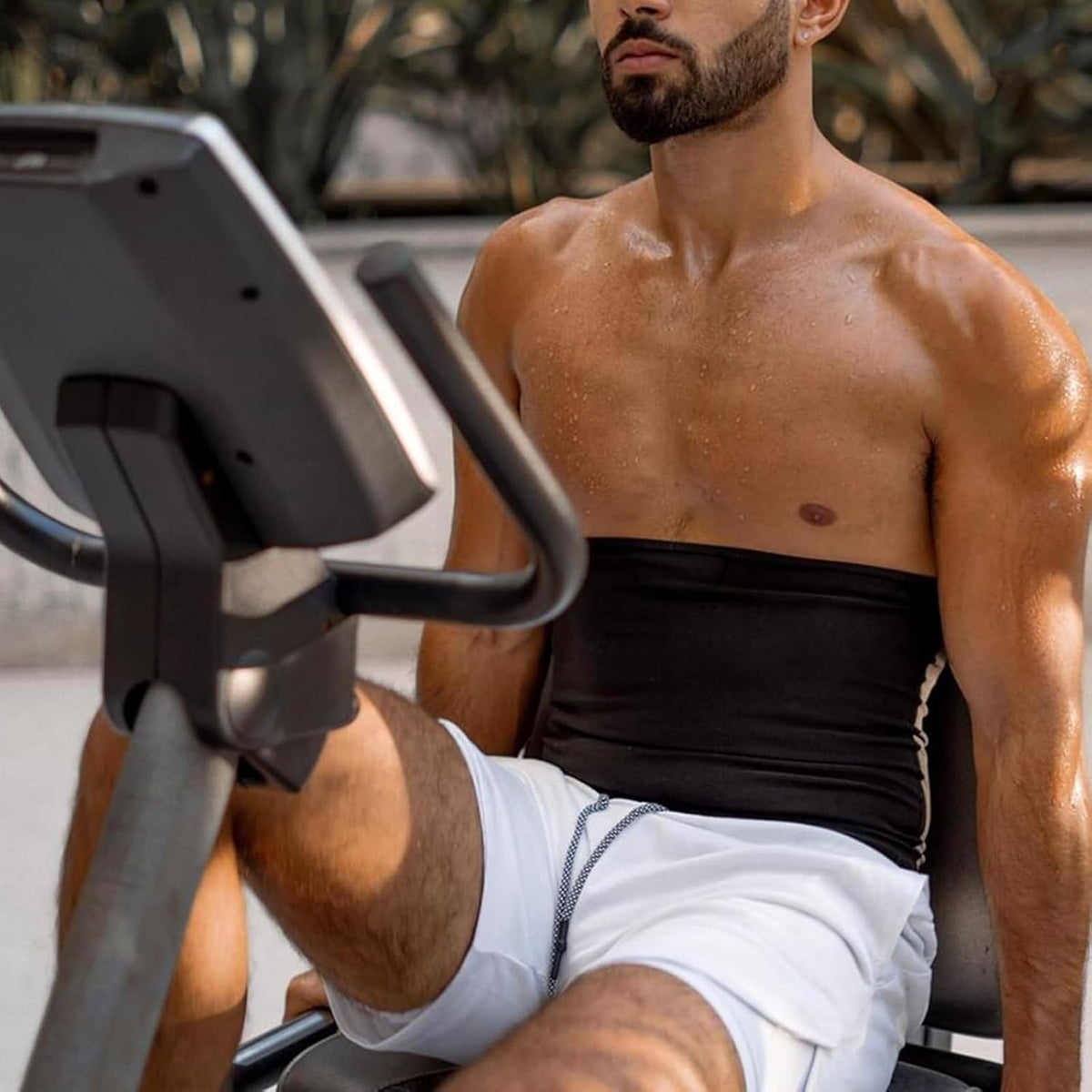 Faja reductora de cintura para hombre, cinturón de sauna, sin neopr...
