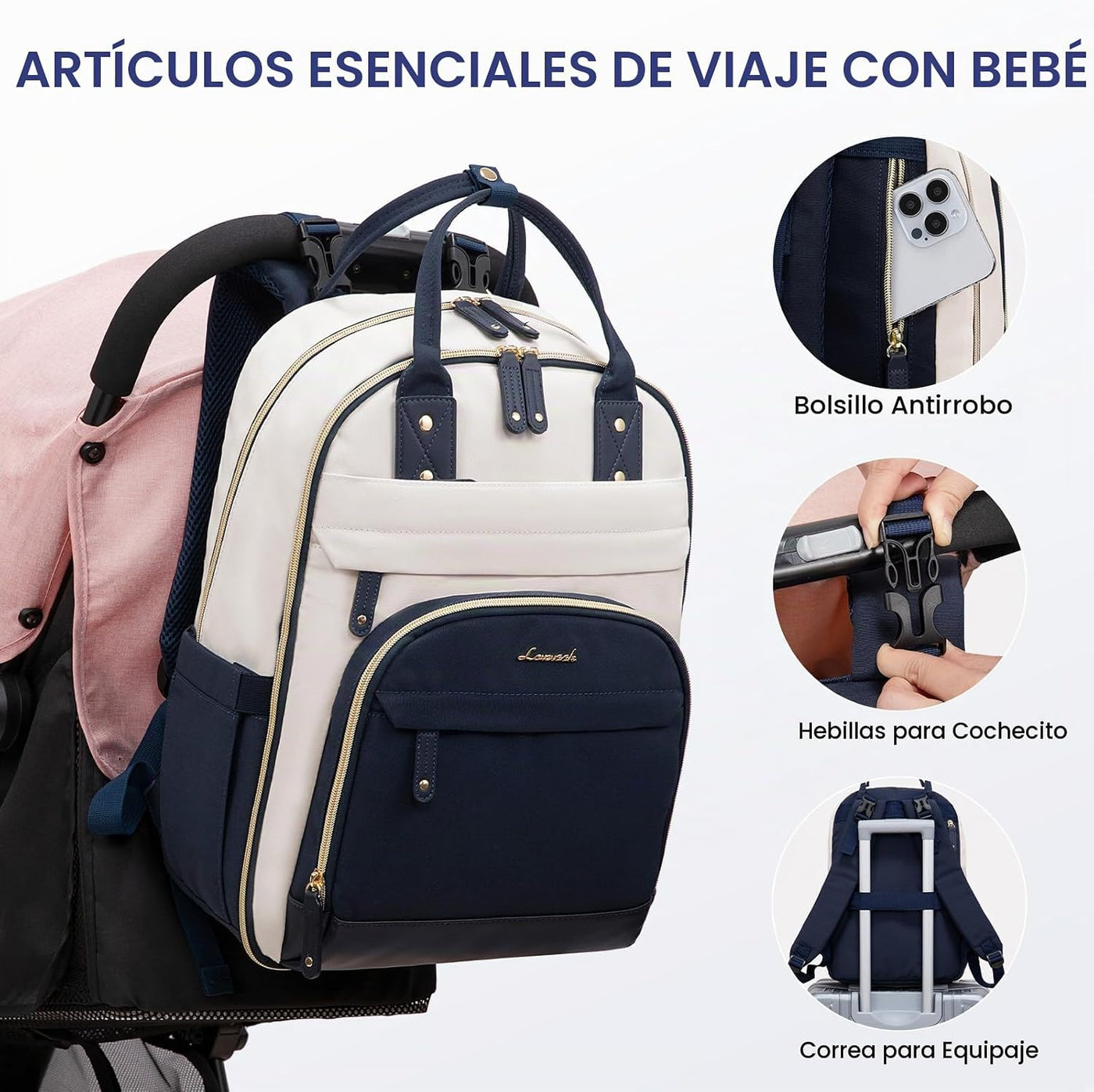 LOVEVOOK Mochila para Pañales, Bolsa de Bebé con Cambiador, Mochila...