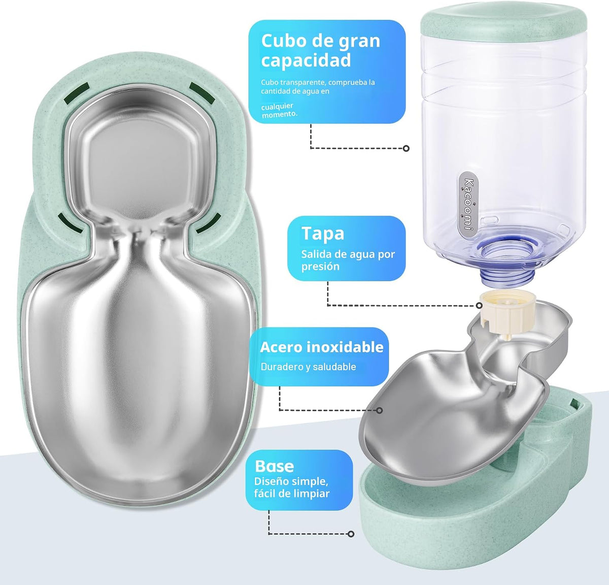 Comedero automático para gatos y dispensador de agua con cuenco de...