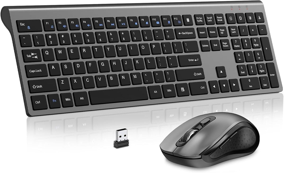 Combo inalámbrico del teclado y del ratón, teclado completo silenci...