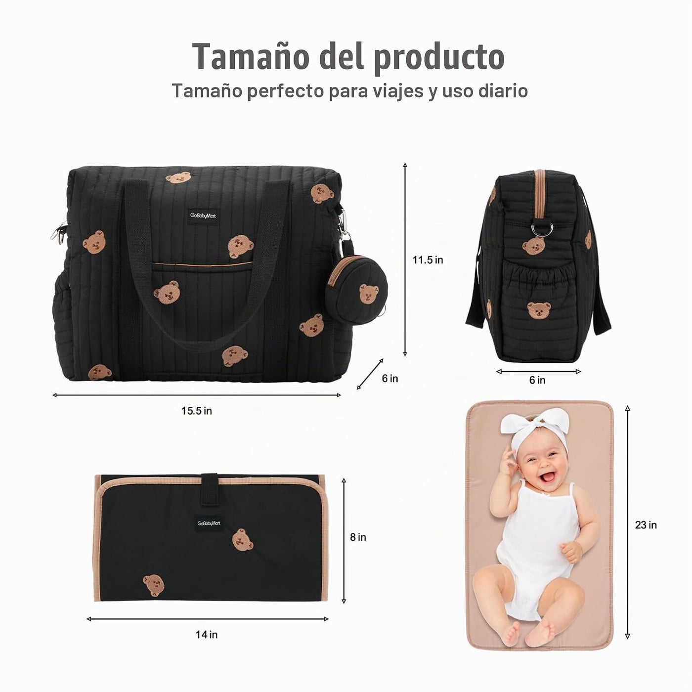 GOBABYMART Set de 3 bolsas de pañales, bolsa hospital para parto y...
