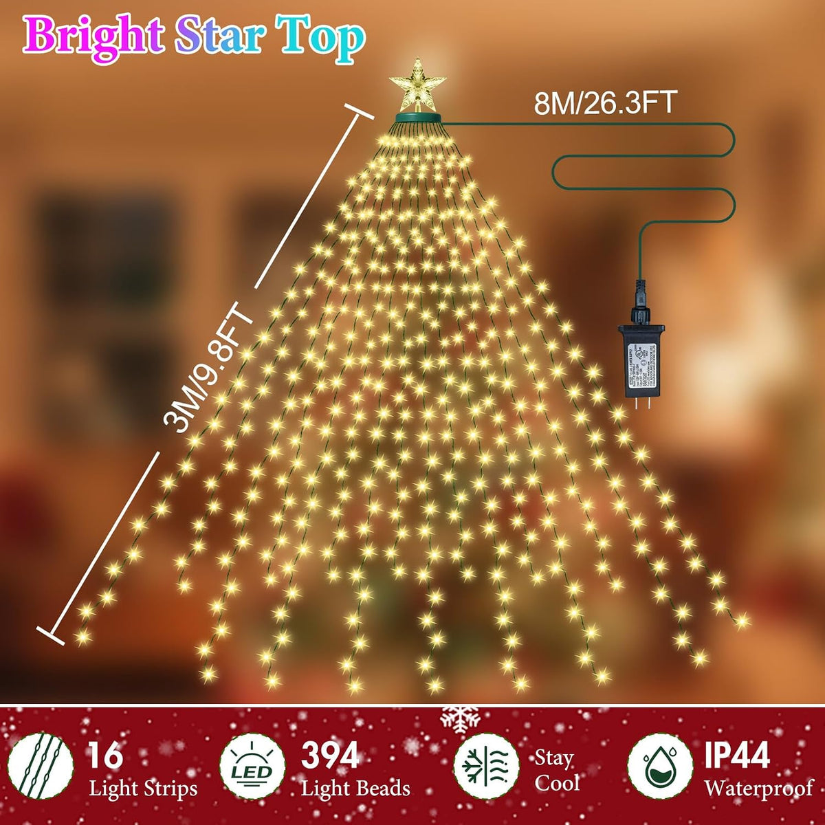 Luces de árbol de Navidad inteligentes con estrella en la parte sup...