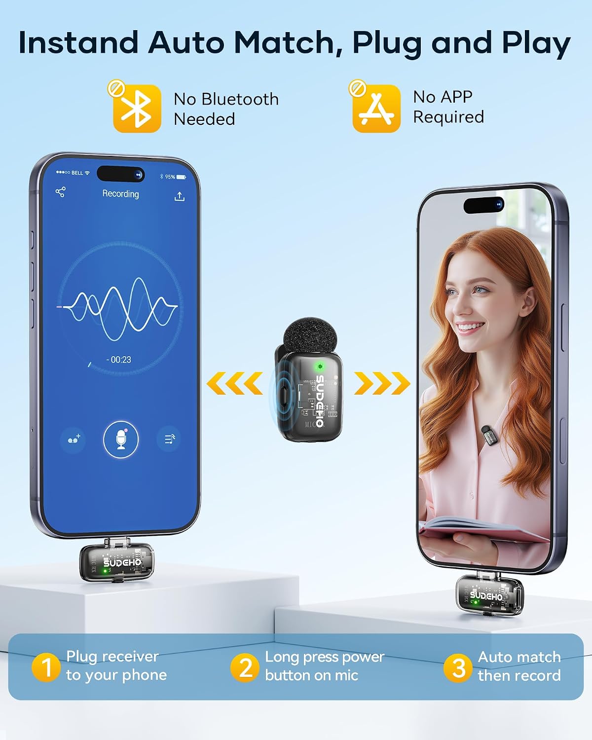 Micrófonos inalámbricos Mini Lavalier para iPhone iPad Android con...