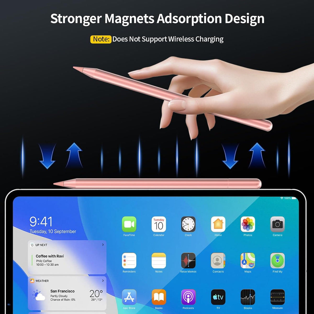 Lápiz digital para iPad FindMy compatible con Apple iPad 6-11th-Oro...
