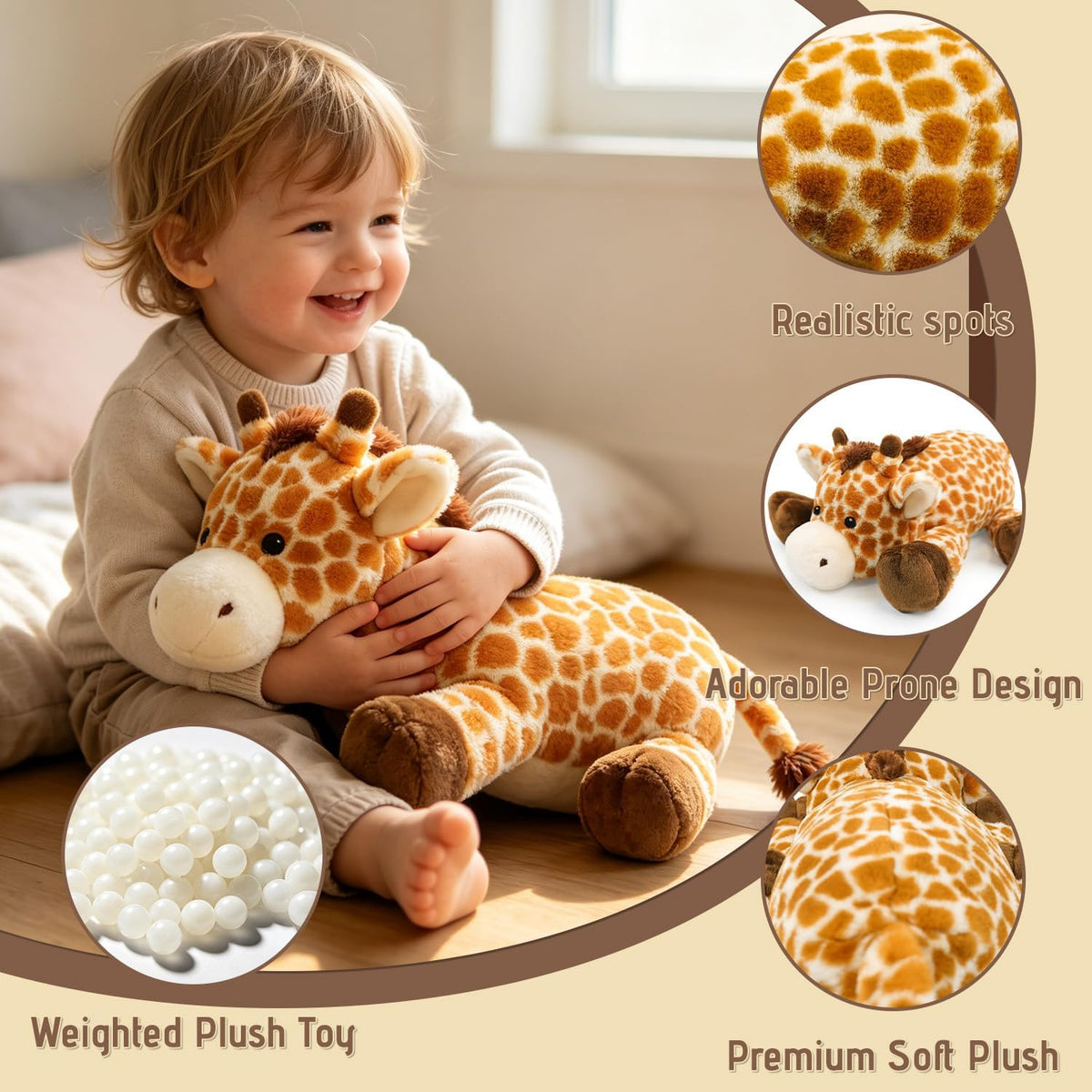 JUSTQUNSEEN Animales de peluche con peso de jirafa para adultos y n...