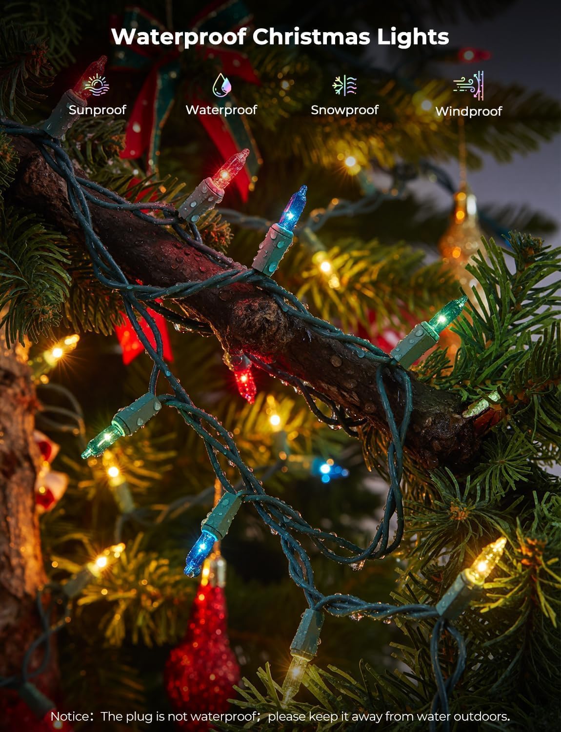 Minetom - Guirnalda de luces de Navidad transparentes, 2 unidades,...