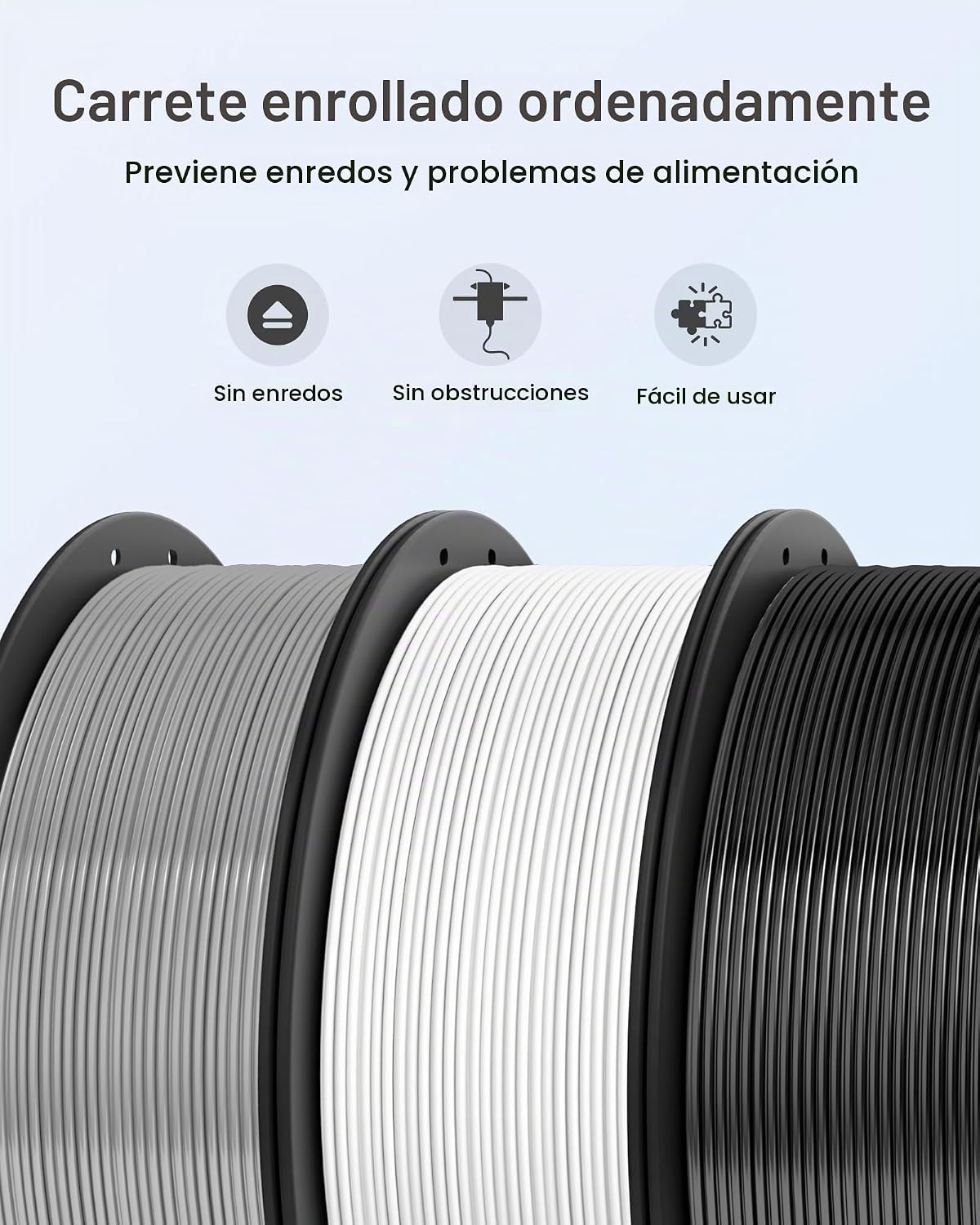 ELEGOO Filamento para impresora 3D PLA+ de 0.07 in, color negro, 6....
