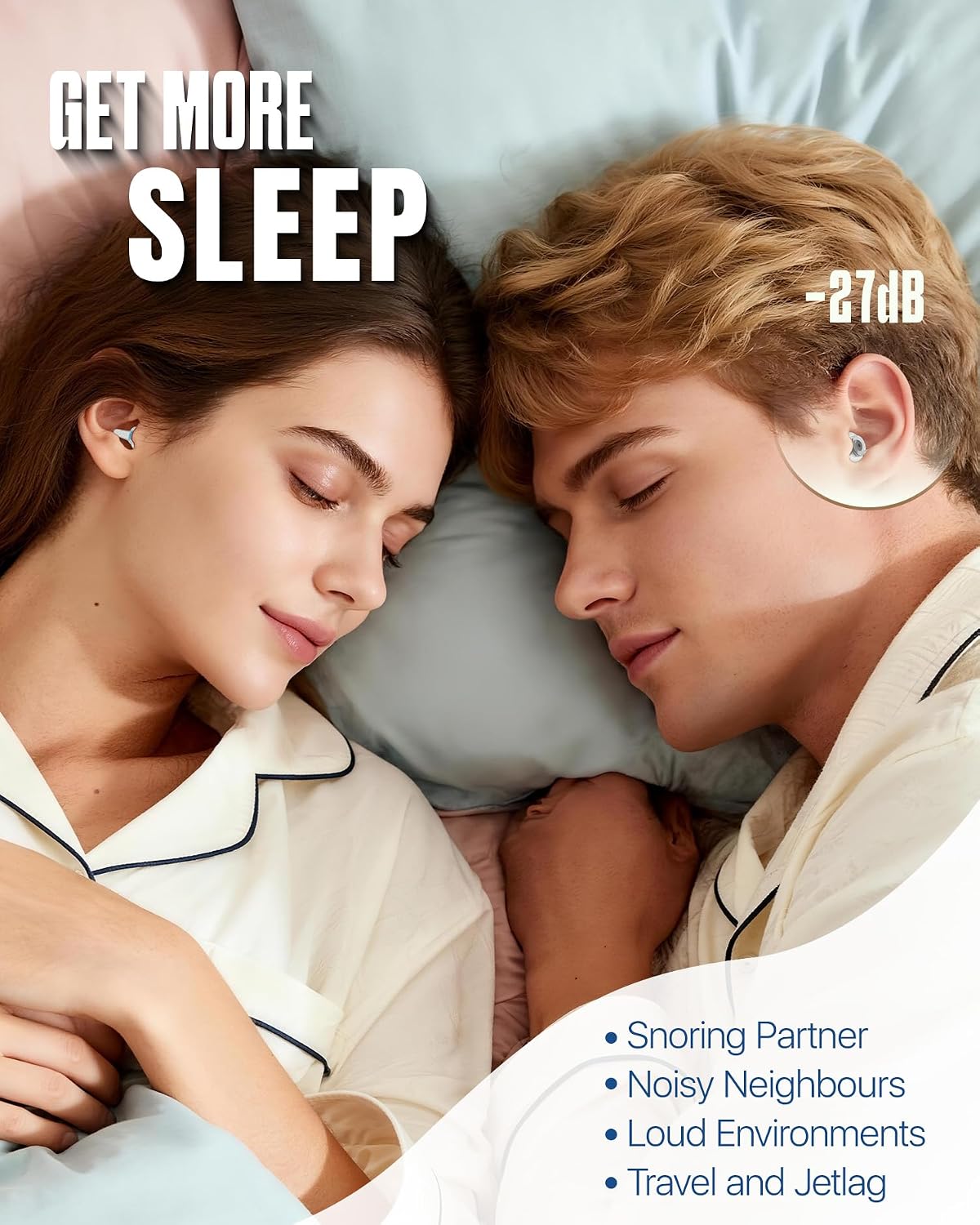 Tapones para los oídos para dormir, cómodos tapones reutilizables p...