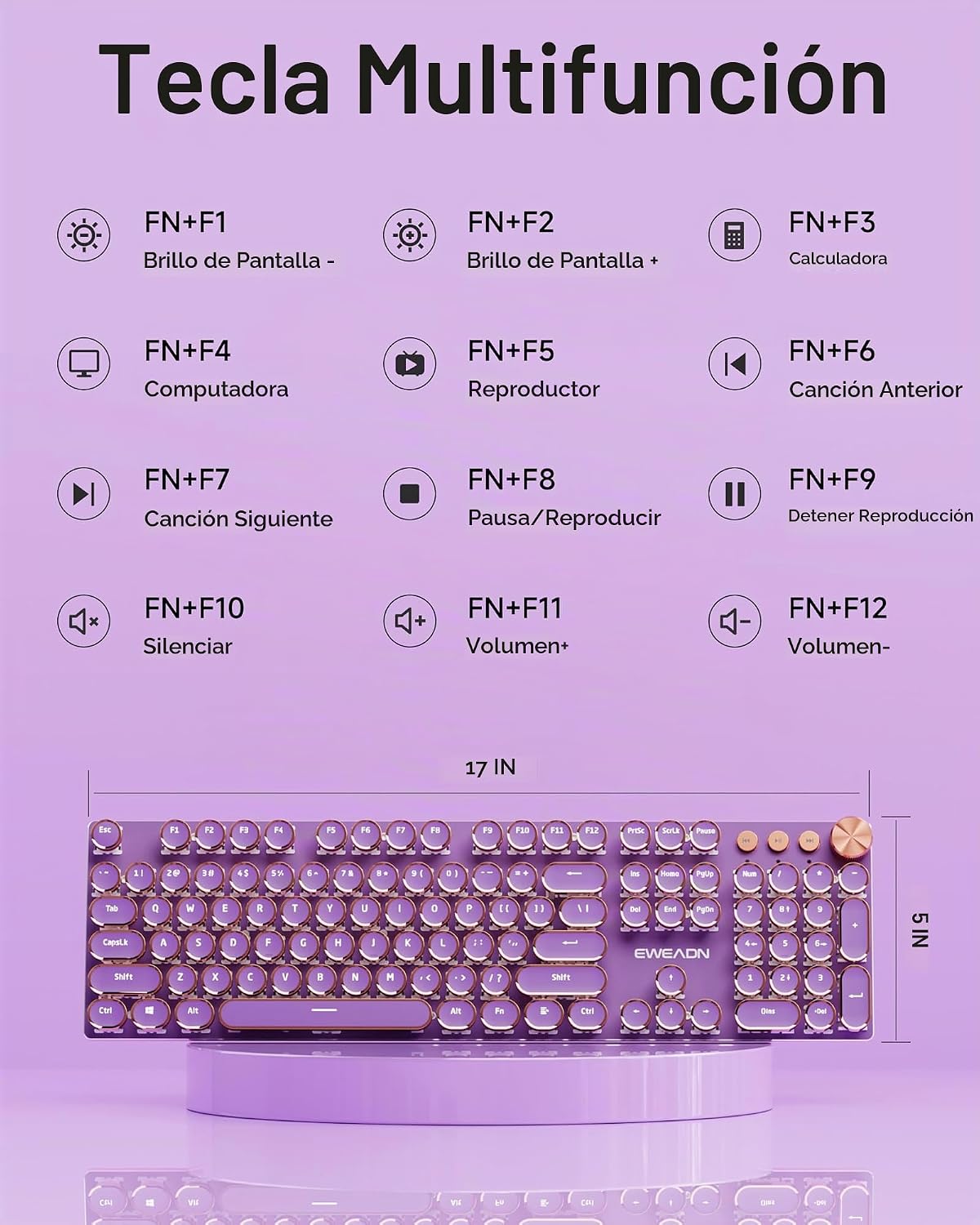 Teclado mecánico inalámbrico estilo máquina de escribir con | Bluet...