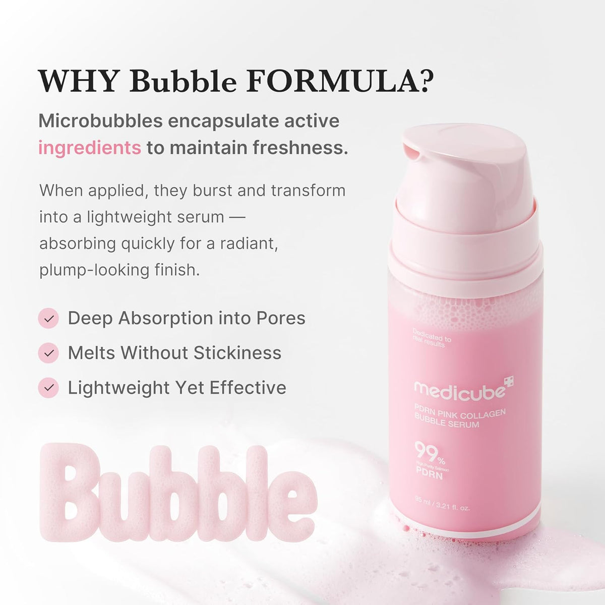 Medicube PDRN Pink Collagen Bubble Serum - Cuidado reafirmante de b...