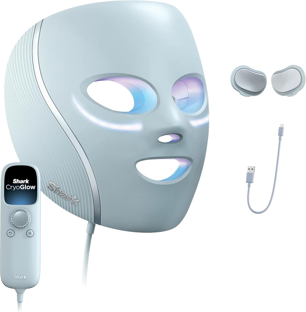 Mascarilla facial LED Shark CryoGlow, terapia de luz roja, enfriami...